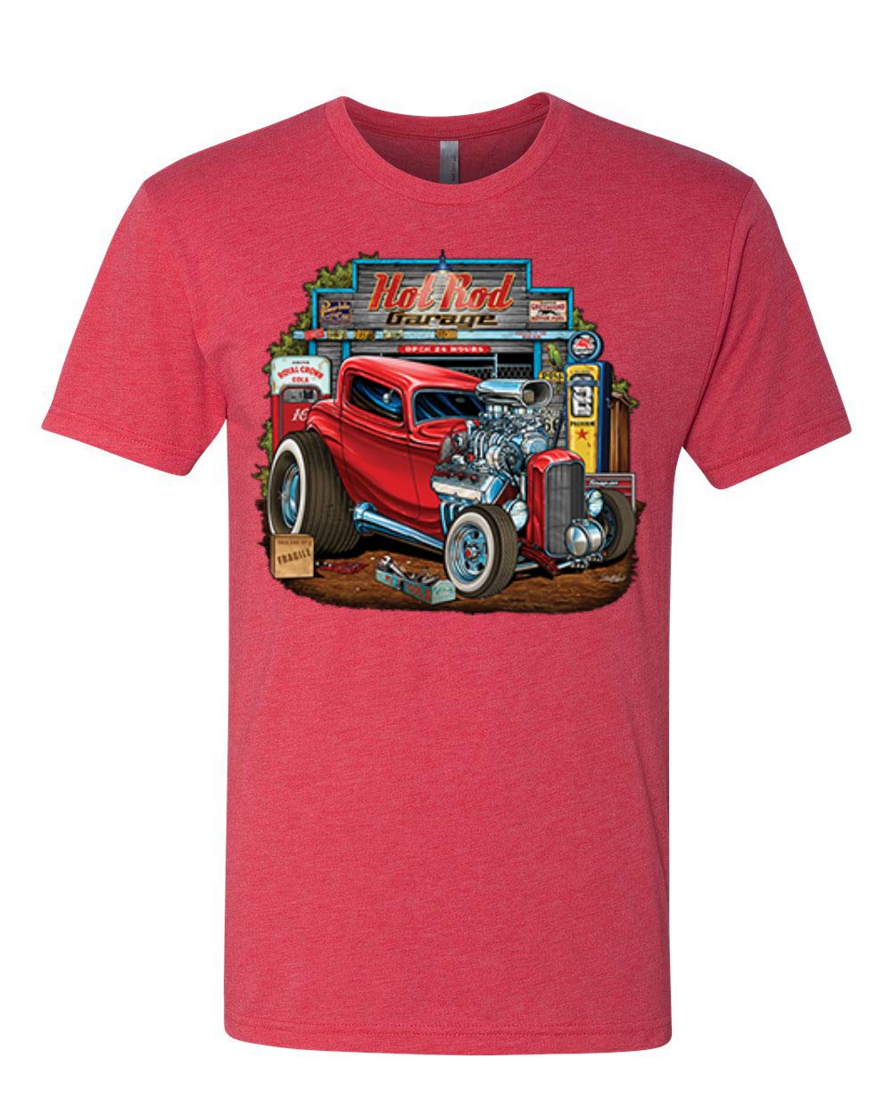 Vintage Hot Rod Old Garage Cars and Trucks Men's Premium Tri-Blend T-Shirt - Comfortable Retro Tee for Car Enthusiasts, Casual Wear & Gift Ideas