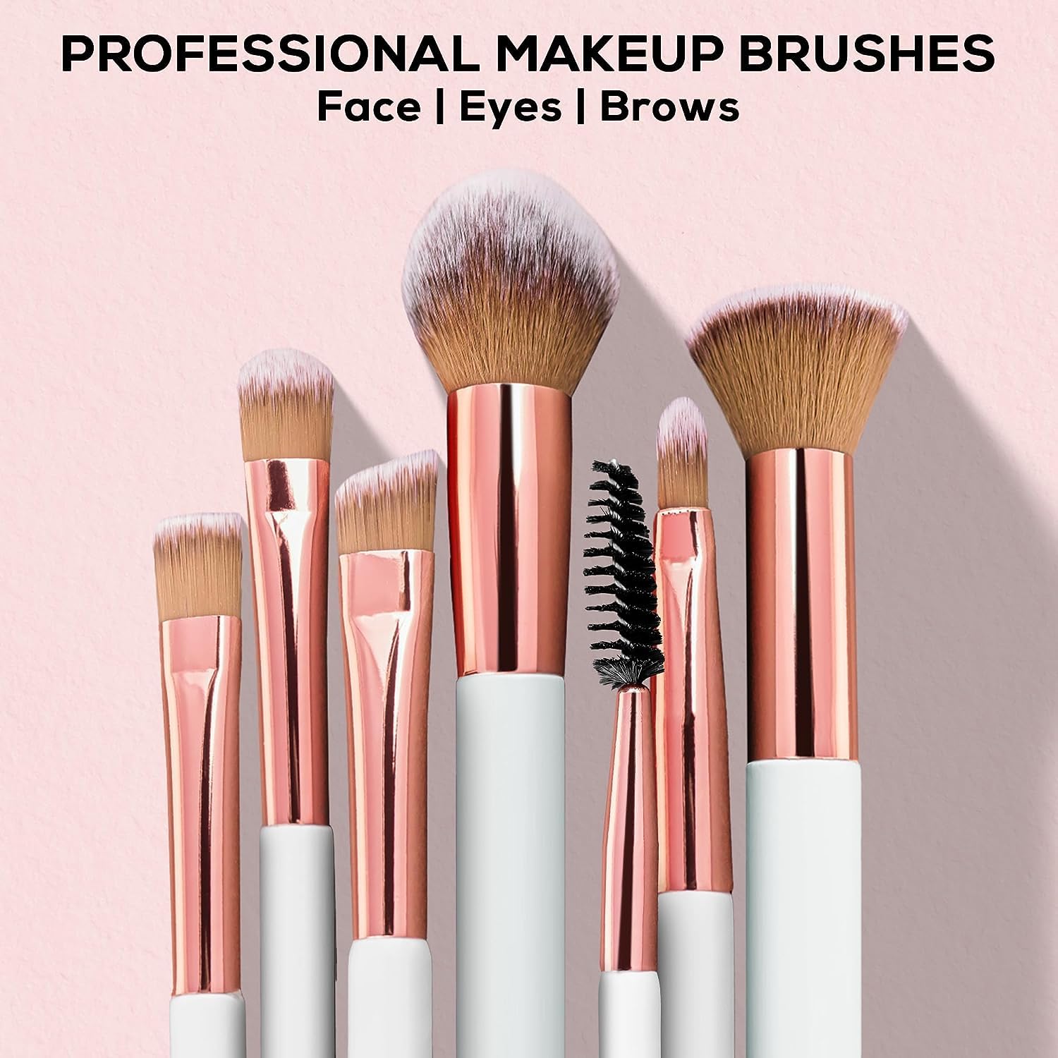 Rubyface Professional 6-Piece Makeup Brush Set - Premium Synthetic Bristle Face & Eye Brushes for Foundation, Blending, Contouring - Perfect for Home & Professional Makeup Artists