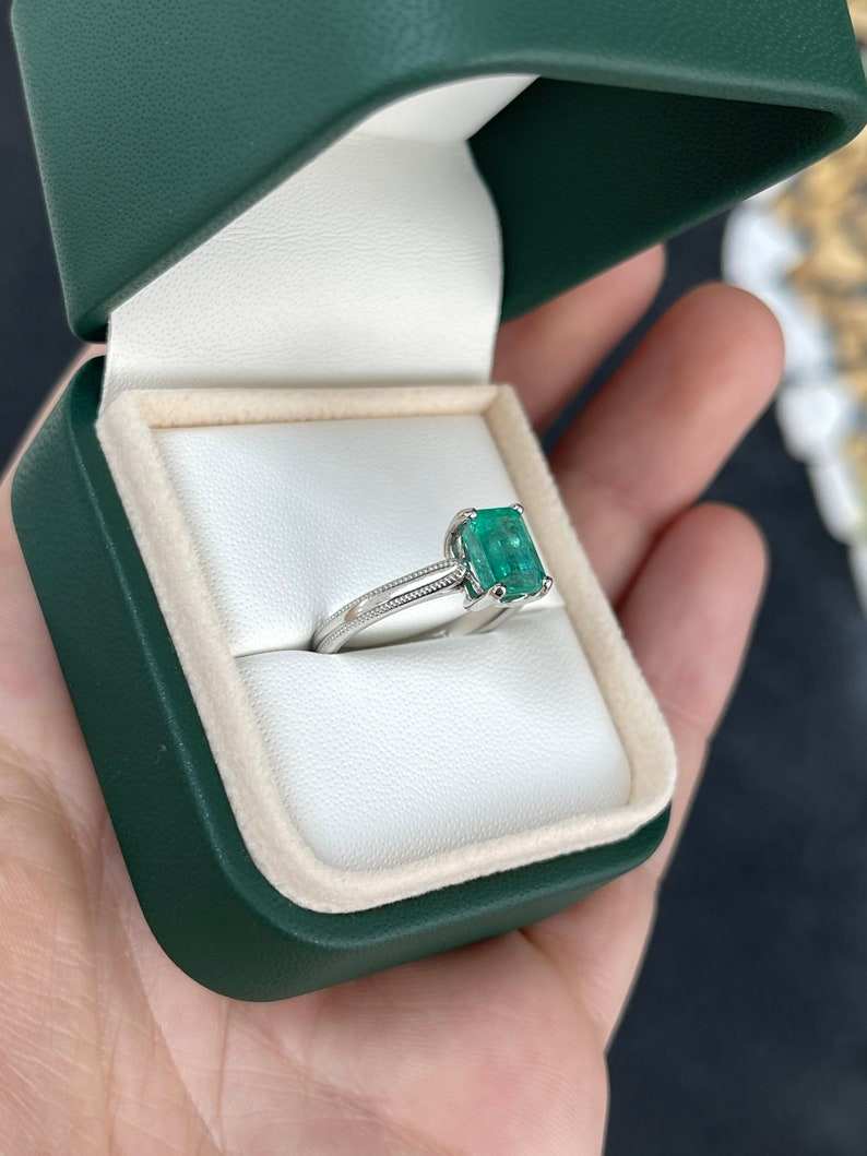 1.95ct 14K White Gold Emerald Cut Solitaire Engagement Ring for Women - Perfect for Proposals, Anniversaries & Special Occasions