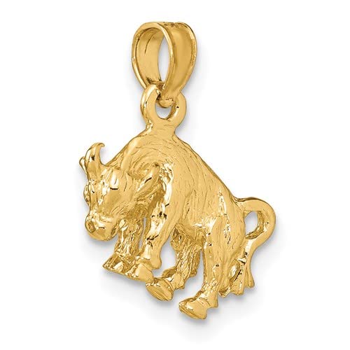 14K Yellow Gold Taurus Zodiac Necklace Charm Pendant - 3D Bull Pendant for April 19-May 19 Birthdays | Perfect Birthday Gift for Taurus Women, Zodiac Jewelry for Everyday Wear & Special Occasions