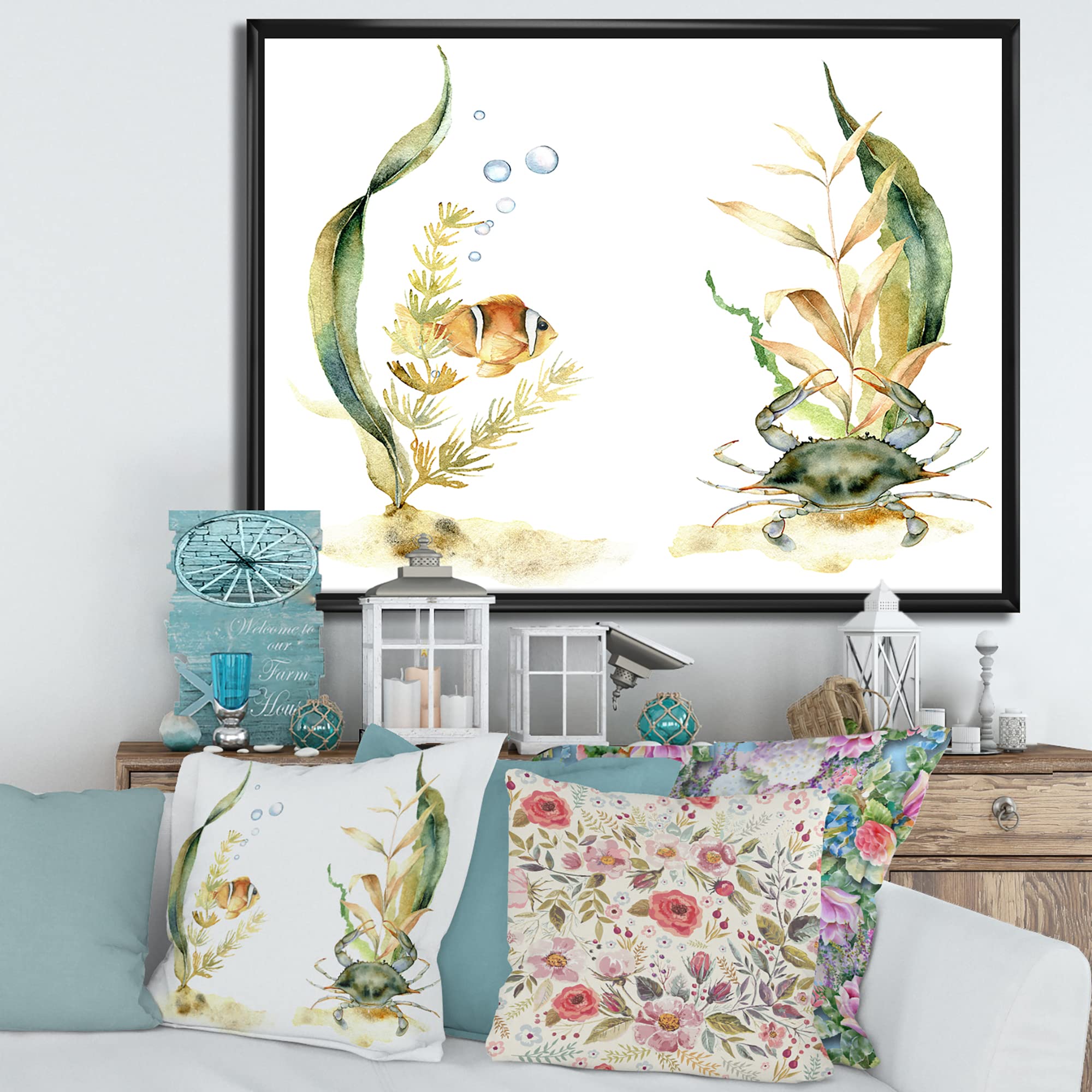 Tropical Fish Canvas Wall Art - Framed Print for Home Decor