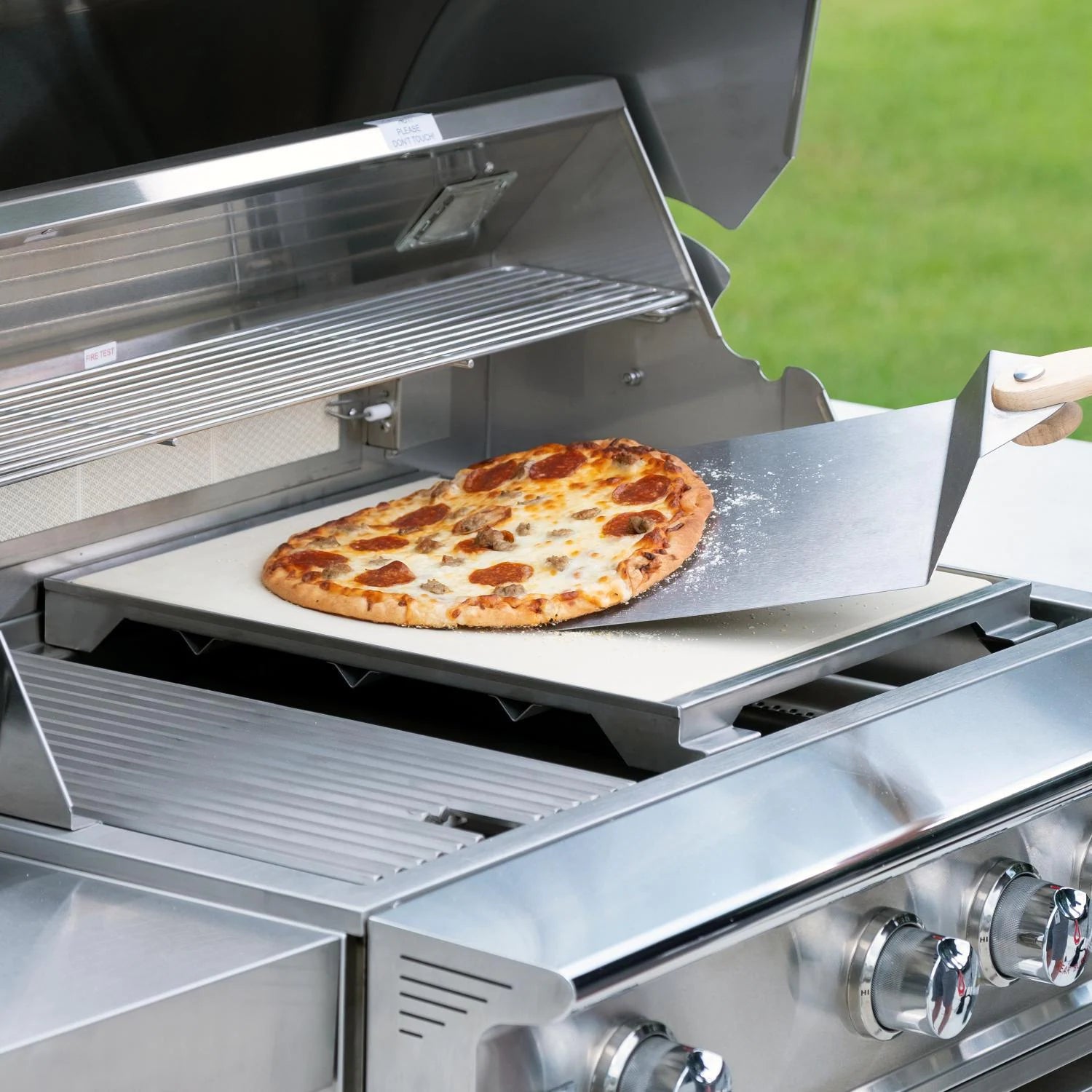 Blaze Professional LUX 15 Inch Ceramic Pizza Stone with Stainless Steel Tray - Perfect for Home Baking, Restaurant Use & Outdoor Cooking - BLZ PRO PZST 2