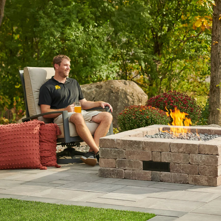 Bronson Block Gas Fire Pit Kit by The Outdoor Greatroom Company - Outdoor Patio, Backyard, and Garden Fire Pit for Cozy Gatherings & Relaxation