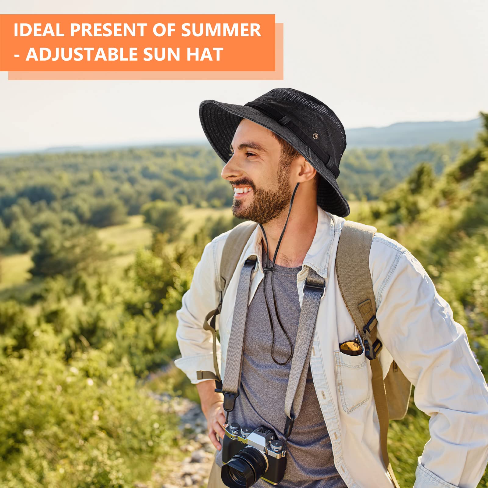 UPF 50+ Sun Hat for Men & Women - Wide Brim Bucket Fishing Hat with Neck Flap - Safari Boonie Hat for Outdoor, Beach, Hiking & Travel