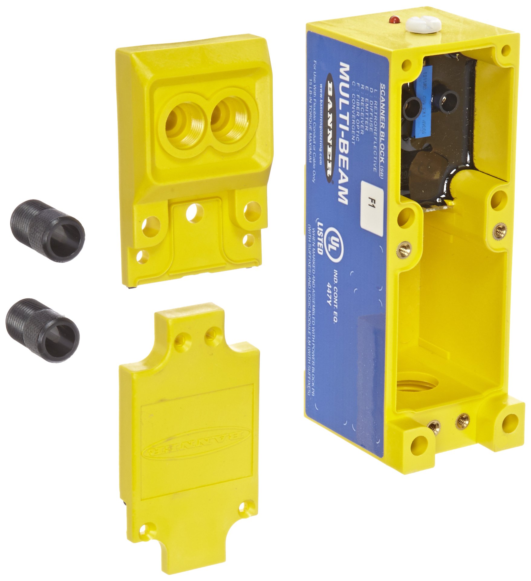 Banner SBF1 Multi Beam Sensor - 3 & 4 Wire Scanner Blocks with Glass Fiber Optic Technology | High-Speed 940nm Infrared Detection | Adjustable Range Based on Fiber Optic Cable | On/Off Response | Ideal for Industrial Automation, Packaging Lines & Safety Systems