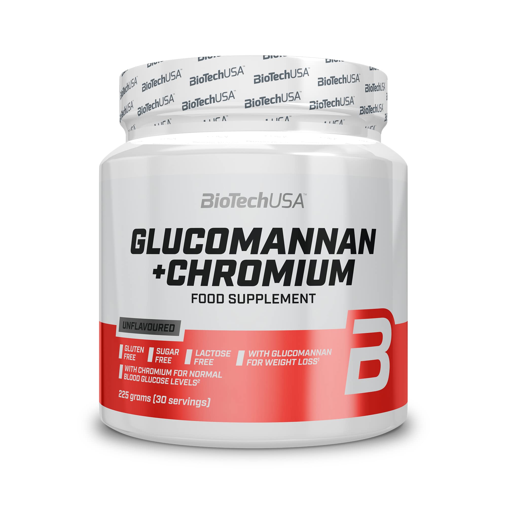 BioTechUSA Glucomannan + Chromium Supplement - 225g Powder for Weight Management & Blood Sugar Support | Ideal for Keto Diet & Healthy Lifestyle