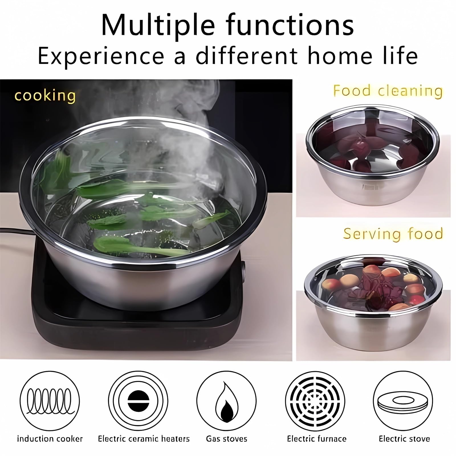 Germany Multifunctional Stainless Steel Colander Strainer Set - 9.45in Salad Spinner, Fruit & Vegetable Washing Basket, Rice Rinser with Container | Perfect for Kitchen, Cooking, Meal Prep & Healthy Eating