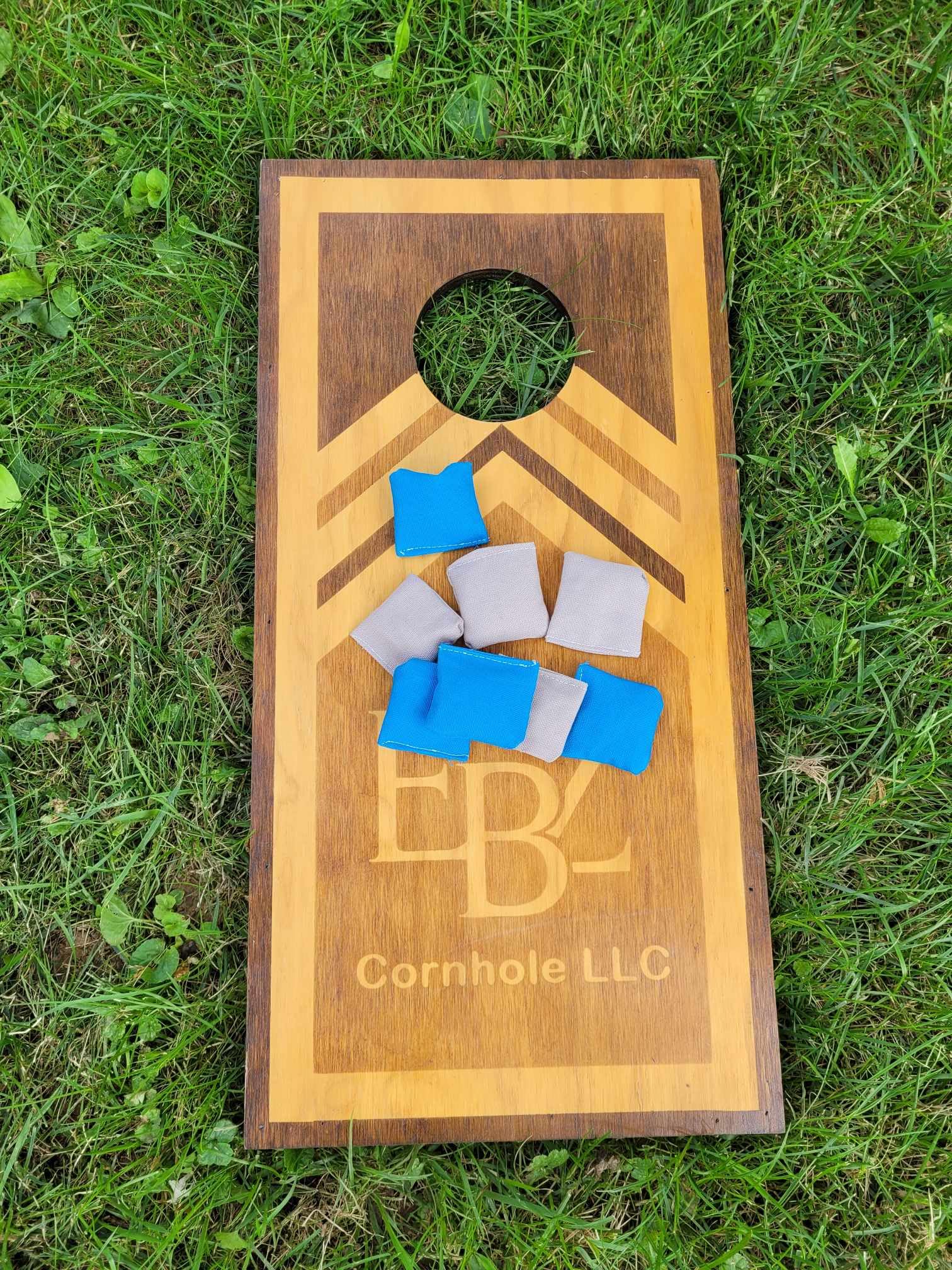 Premium 2 Inch Blue & Grey Cornhole Bags - Replacement Bean Bags for Outdoor Games, Backyard Toss, Tailgating & Picnic Fun