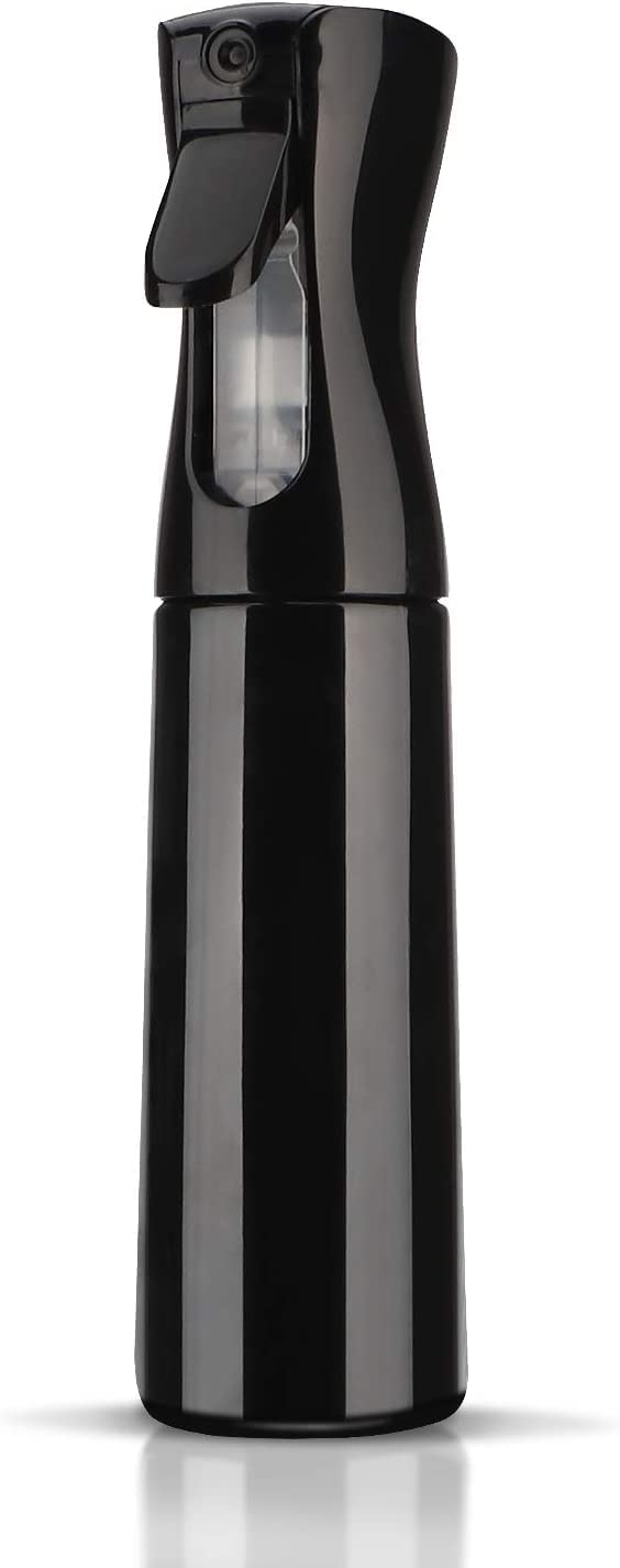 Nurven 10oz/300ml Empty Spray Bottle - Fine Mist Sprayer for Hair Styling, Plants, Cleaning & Skin Care | Continuous Water Spray Bottle for Salon, Gardening, Home & Travel (Black)