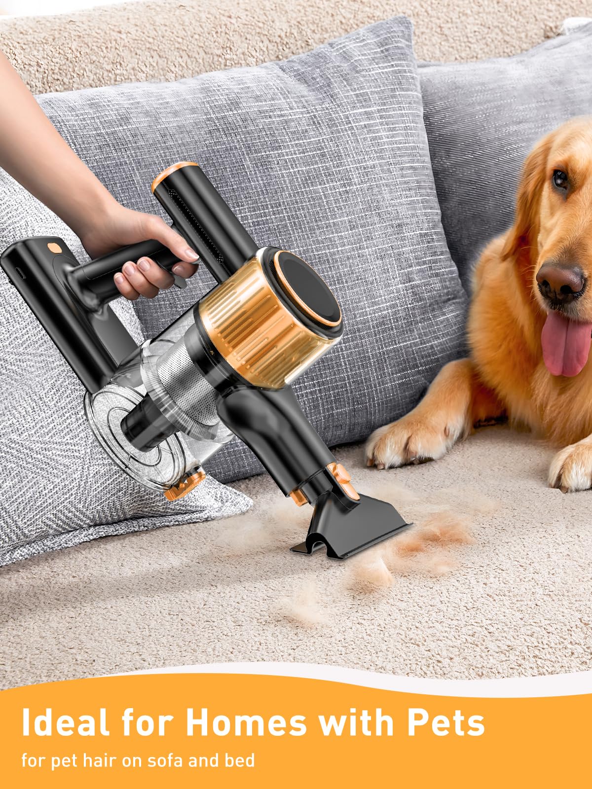 Powerful 40Kpa Cordless Stick Vacuum Cleaner - 9-in-1 Lightweight Vacuum with Anti-Tangle Brush & Green Light | 3 Cleaning Modes | 40 Min Runtime | Ideal for Hardwood Floors, Pet Hair, Car, Stairs & Home Cleaning