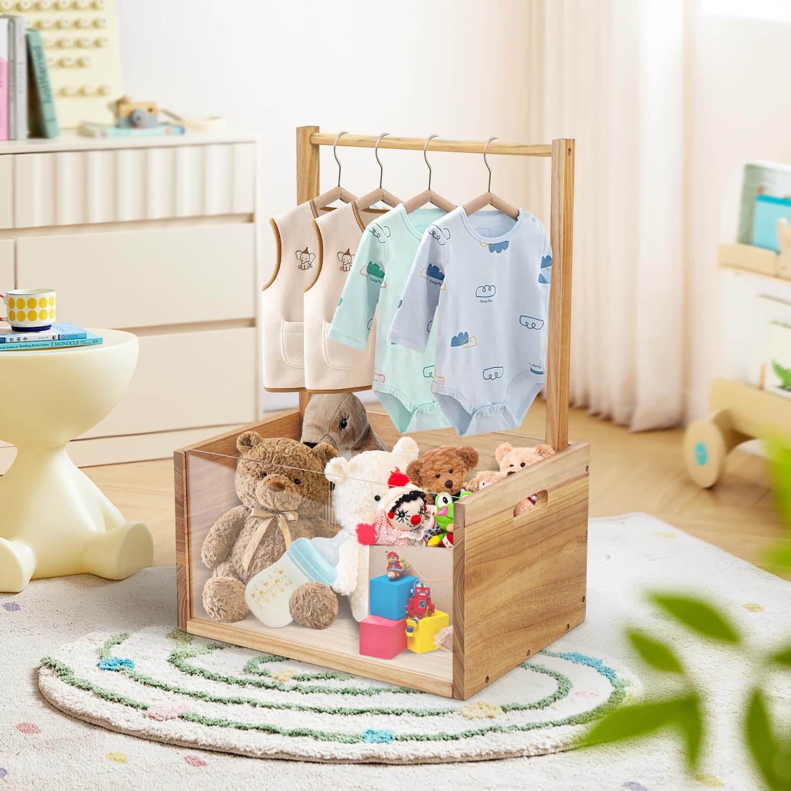 Orionstar Wooden Baby Shower Gift Crate with Handle - Baby Clothes Storage Basket for Newborn Essentials - Perfect Baby Shower Gift for New Parents & Nursery Organization