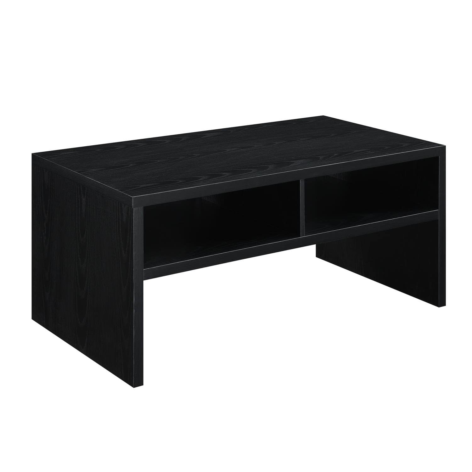 Convenience Concepts Northfield Admiral Deluxe Coffee Table with Shelves - Modern Black Living Room Furniture for Small Spaces | Perfect for TV Snacks, Books & Home Decor