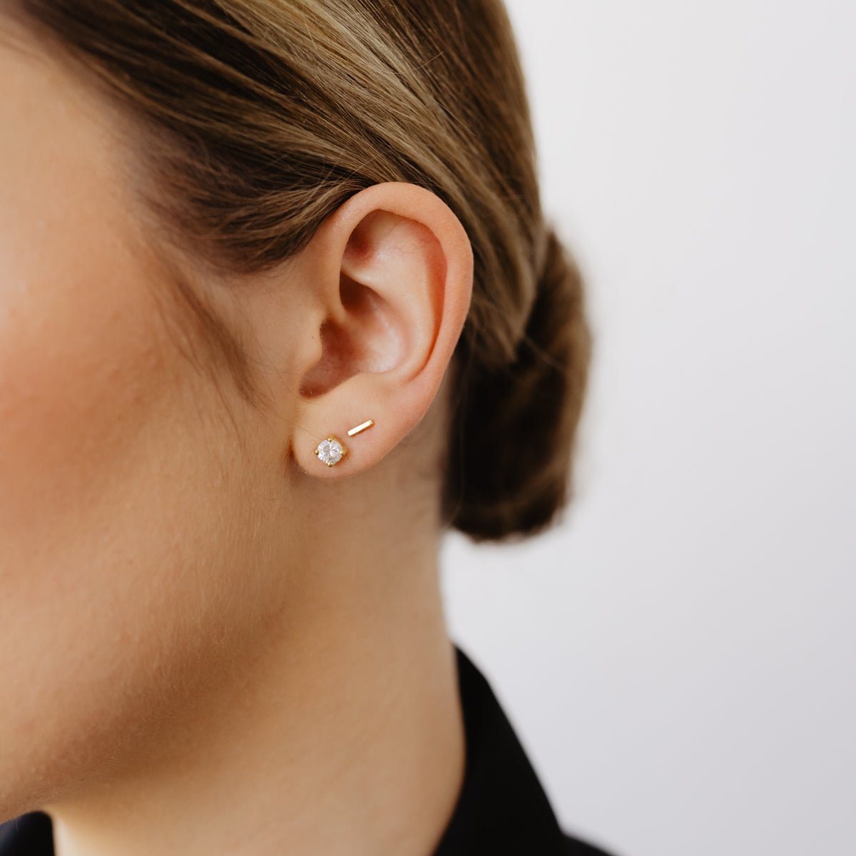 14K Solid Gold Love Solitaire Stud Earrings with 0.5ct Diamond - Perfect for Anniversary Gifts & Romantic Occasions