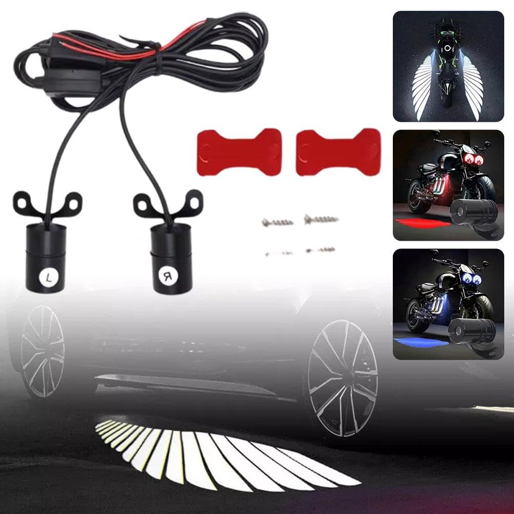 Universal Motorcycle LED Logo Light - Waterproof Angel Wing Projector for Scooters & EVs - Perfect Gift for Riders