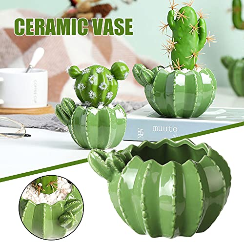 VALINK Ceramic Succulent Planter Pot with Drainage Hole - Cactus Shaped Flower Pot for Succulents & Cacti - Durable & Portable for Home, Office, Desk Decor - Perfect for Indoor Plants, Gifts & Small Space Gardening