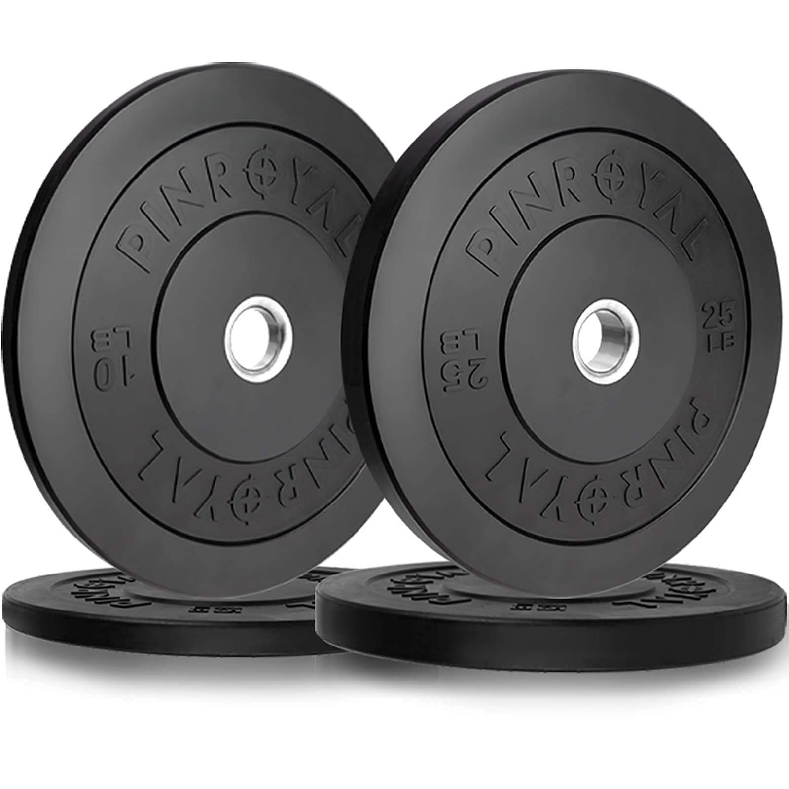 **PINROYAL Olympic Bumper Plates 10LB & 25LB Set – 2-Inch Rubber Weight Plates for CrossFit, Strength Training & Home Gym – Protects Floors & Barbells from Damage**    *(Perfect for Deadlifts, Squats, and Olympic Lifting – Ideal for Home Gyms, CrossFit Boxes & Fitness Studios)*