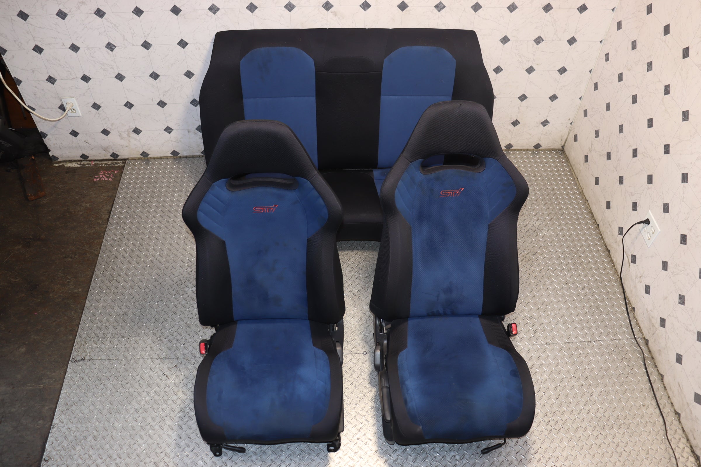 JDM Subaru Impreza WRX STI V7 Front & Rear OEM STI Seats - Perfect for Racing & Car Enthusiasts