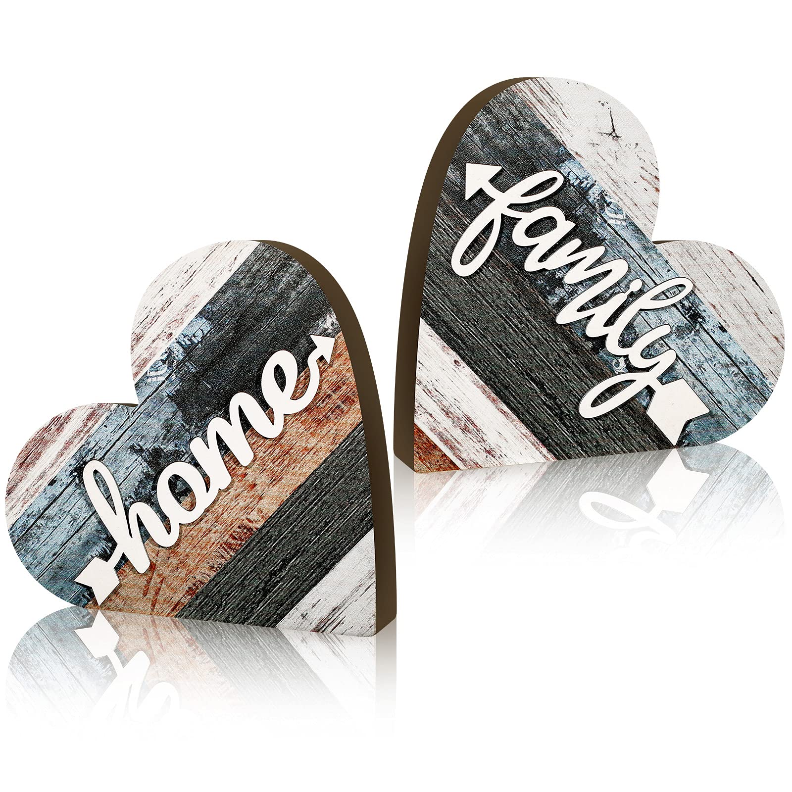 Rustic Wooden Heart Decor for Farmhouse Living Room - Valentine's Day Centerpiece & Shelf Decoration