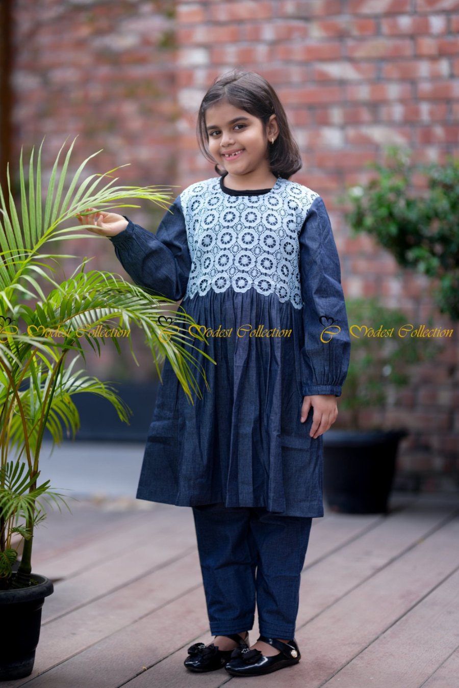 Cute Crochet Denim Dress for Baby Girls | Soft Cotton Handmade Outfit | Perfect for Photoshoots, Parties & Special Occasions