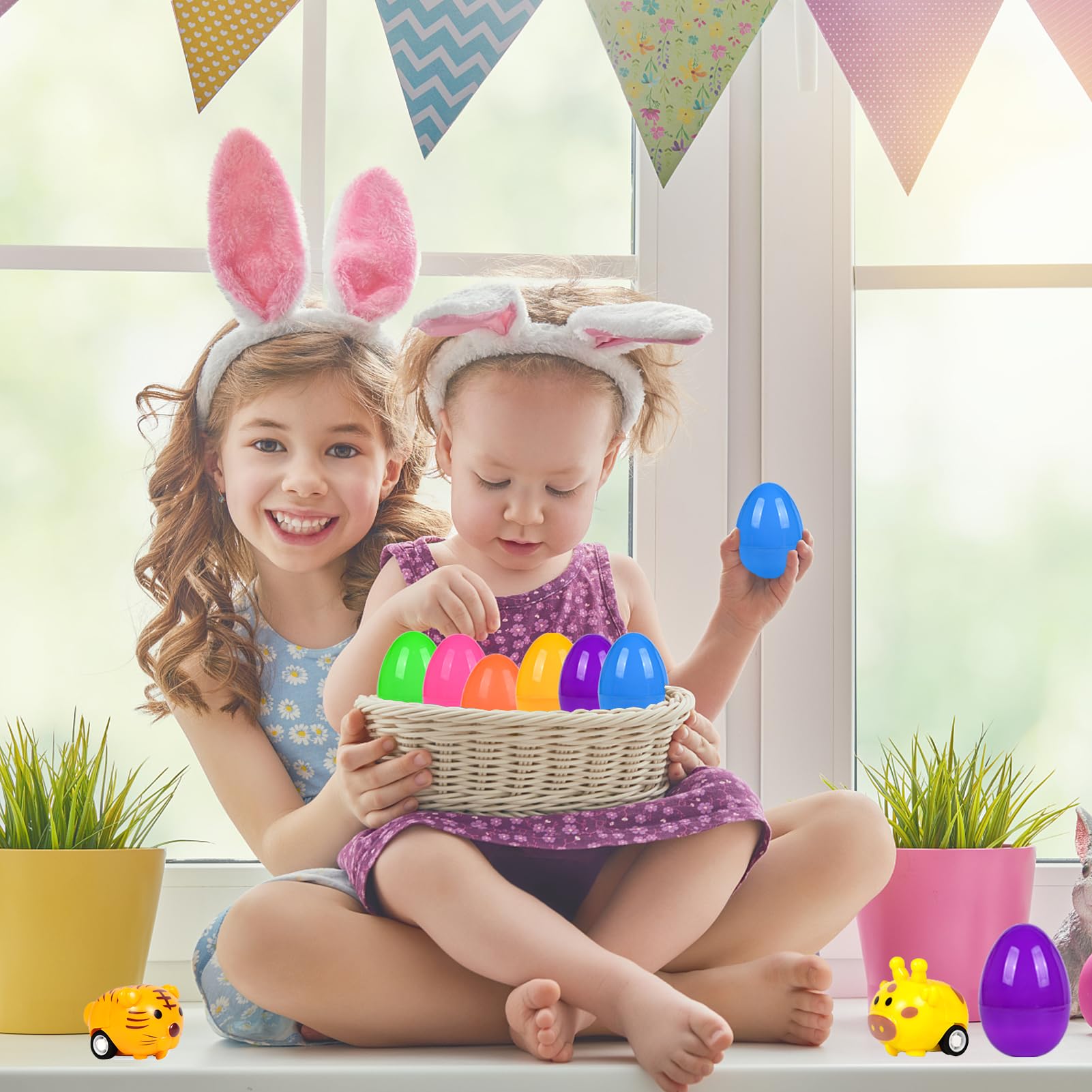 12PCS Easter Eggs with Pull Back Car Toys - Easter Basket Stuffers for Toddlers, Boys & Girls - Plastic Easter Egg Fillers for Kids - Easter Gift & Party Favors for Egg Hunt, Birthday Goodie Bags & Holiday Celebrations