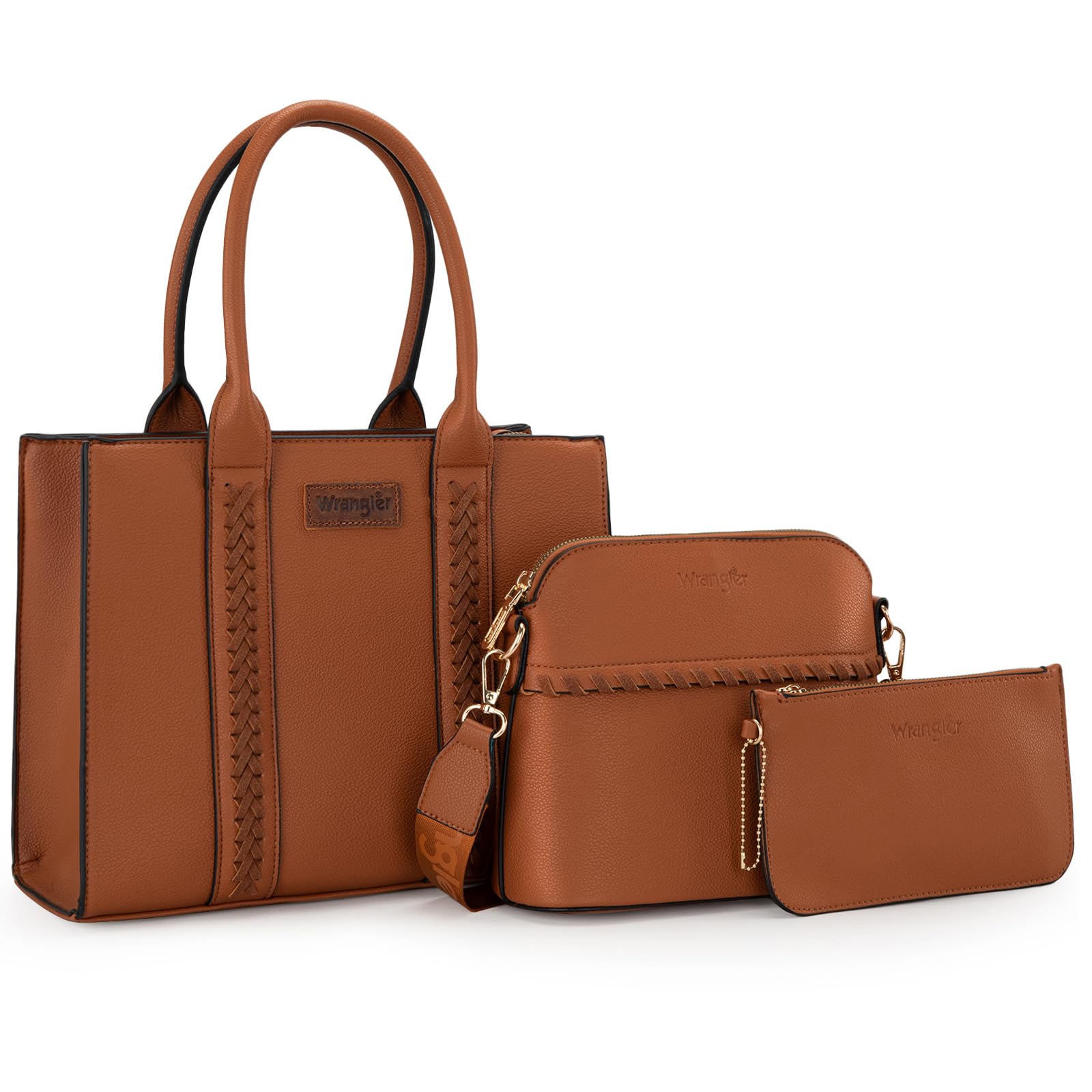 Wrangler Women's 3-Piece Purse Set - Tote Bag & Crossbody Handbag with Adjustable Strap | Fashion Accessories for Work, Travel & Everyday Use