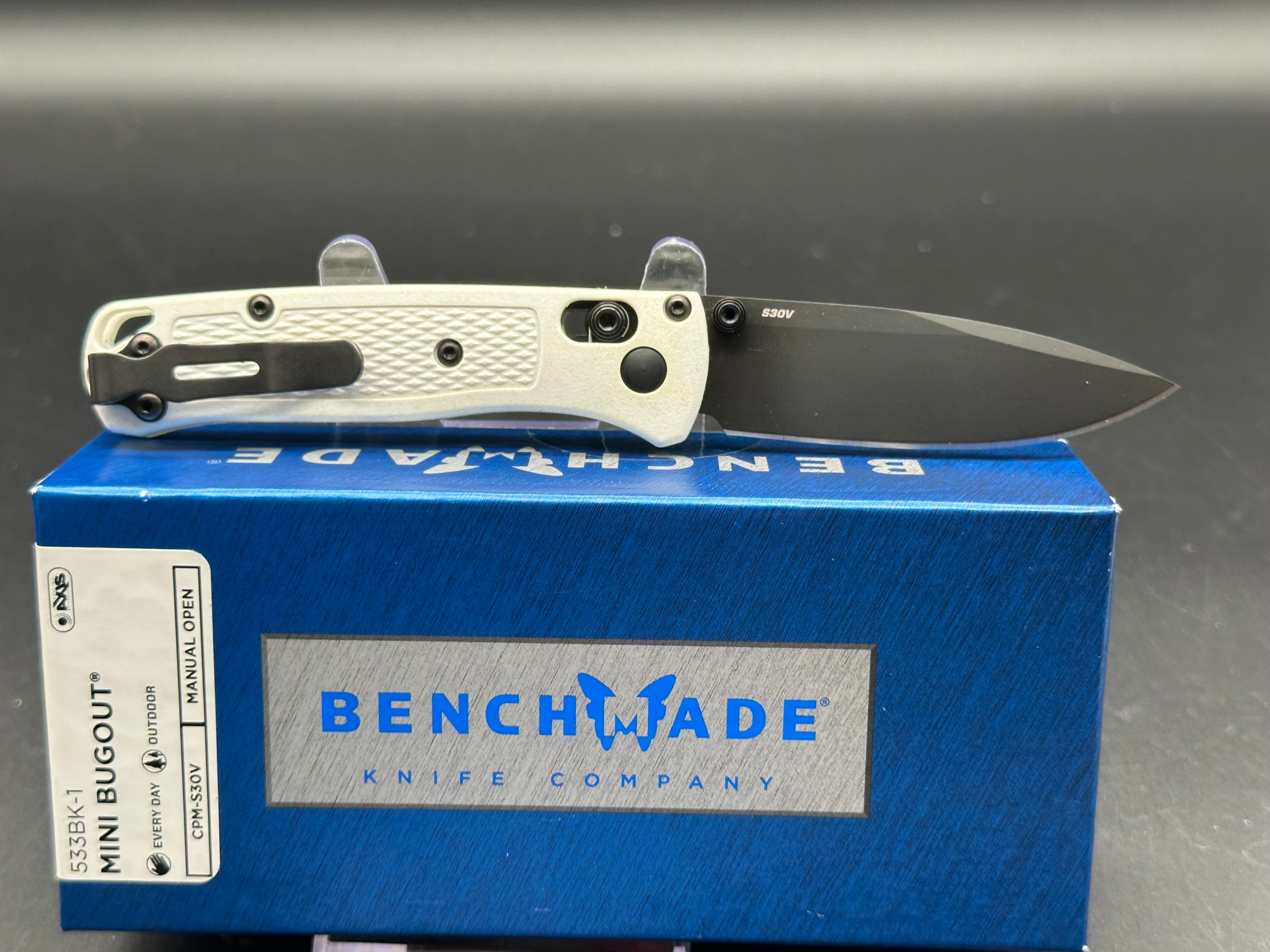 Benchmade Mini Bugout AXIS Lock Folding Knife - White EDC Pocket Knife for Camping, Hiking & Outdoor Adventures