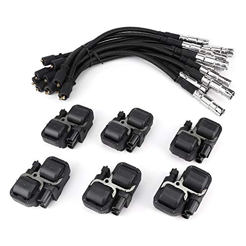 High Performance Spark Plug Wires Set - 12Pcs Spark Plug Wire Harness & 6Pcs Ignition Coils Compatible with UF359 1121500118 - Perfect for Engine Tune-Up & Performance Enhancement