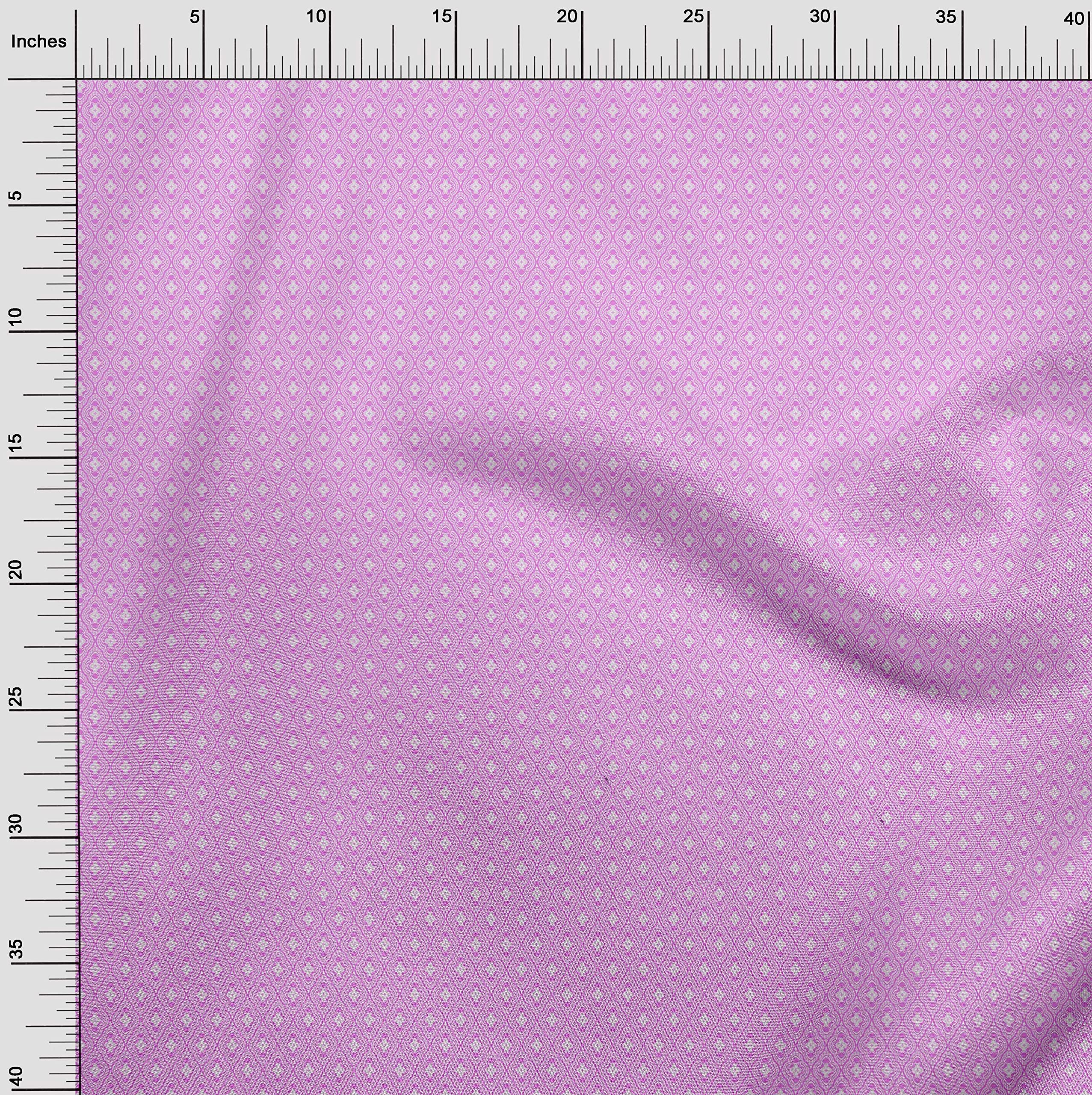 Velvet Fuschia Pink Asian Block Tile Print Fabric by The Yard - 58 Inch Wide Soft Dress Material for DIY Clothing, Home Decor & Craft Projects