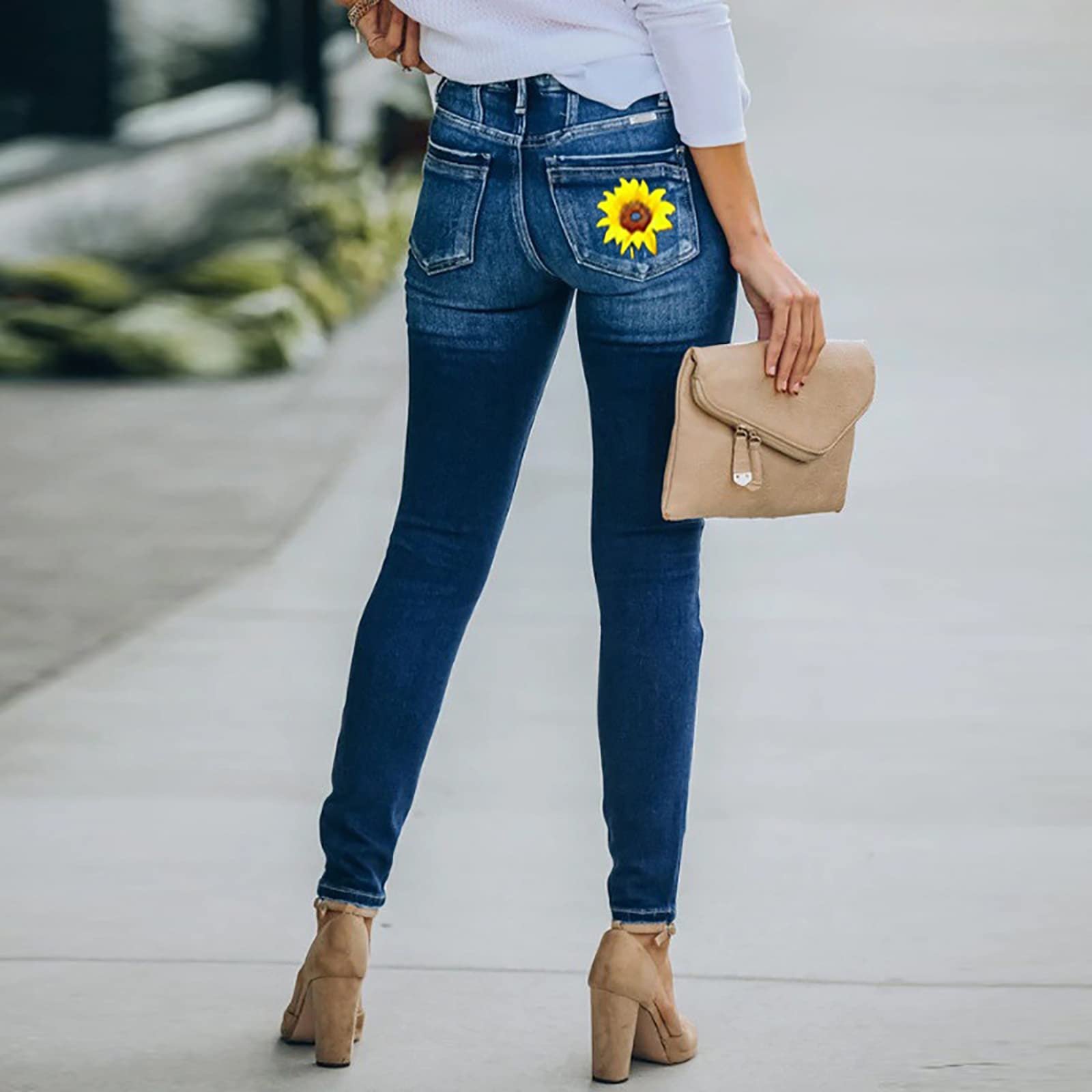 Women's Ripped Skinny Jeans - Mid Rise Stretch Denim Pants with Butt Lifting Design | Perfect for Casual Outfits, Night Out & Street Style Fashion