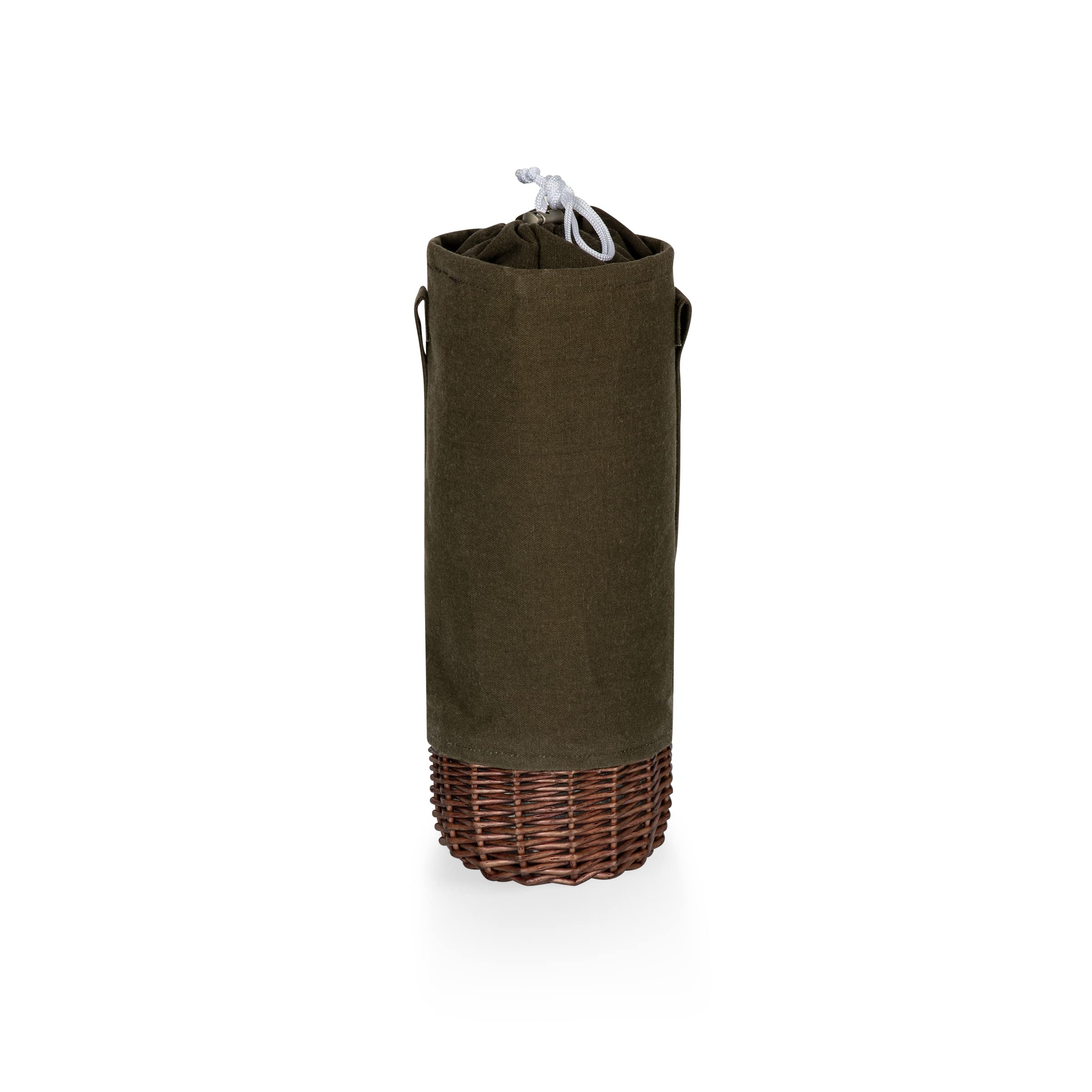 PICNIC TIME Malbec Insulated Canvas & Willow Wine Bottle Basket - Premium Wine Tote & Gift Bag for Picnics, Parties & Outdoor Gatherings