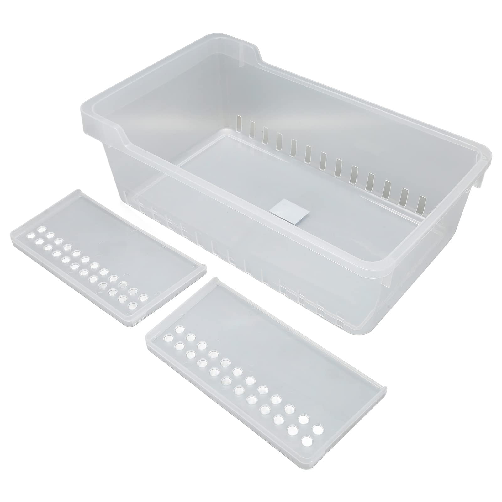 Zerodis Refrigerator Organizer Bin - Plastic Food Storage Container with 2 Divided Compartments for Fridge, Countertop & Pantry Organization (Large) - Perfect for Storing Fruits, Vegetables and Meal Prep