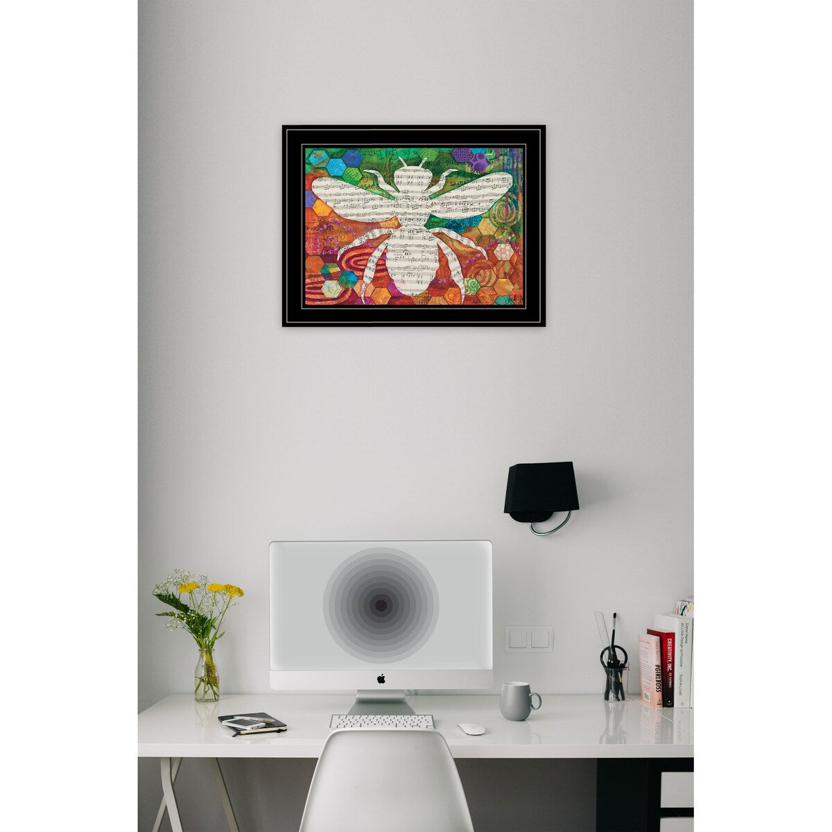 Bee Silhouette Wall Art by Lisa Morales - Ready to Hang Framed Print with Black Frame - Perfect for Living Room, Bedroom & Office Decor