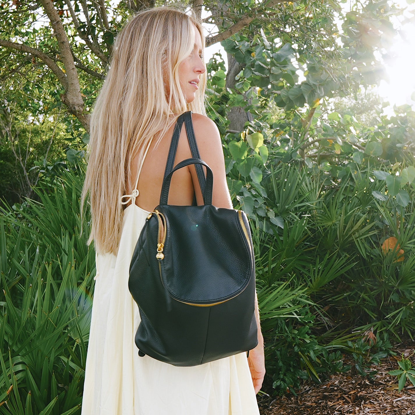 Premium Pebbled Leather Fern Backpack - Stylish & Durable Black Backpack for Work, Travel & Everyday Use