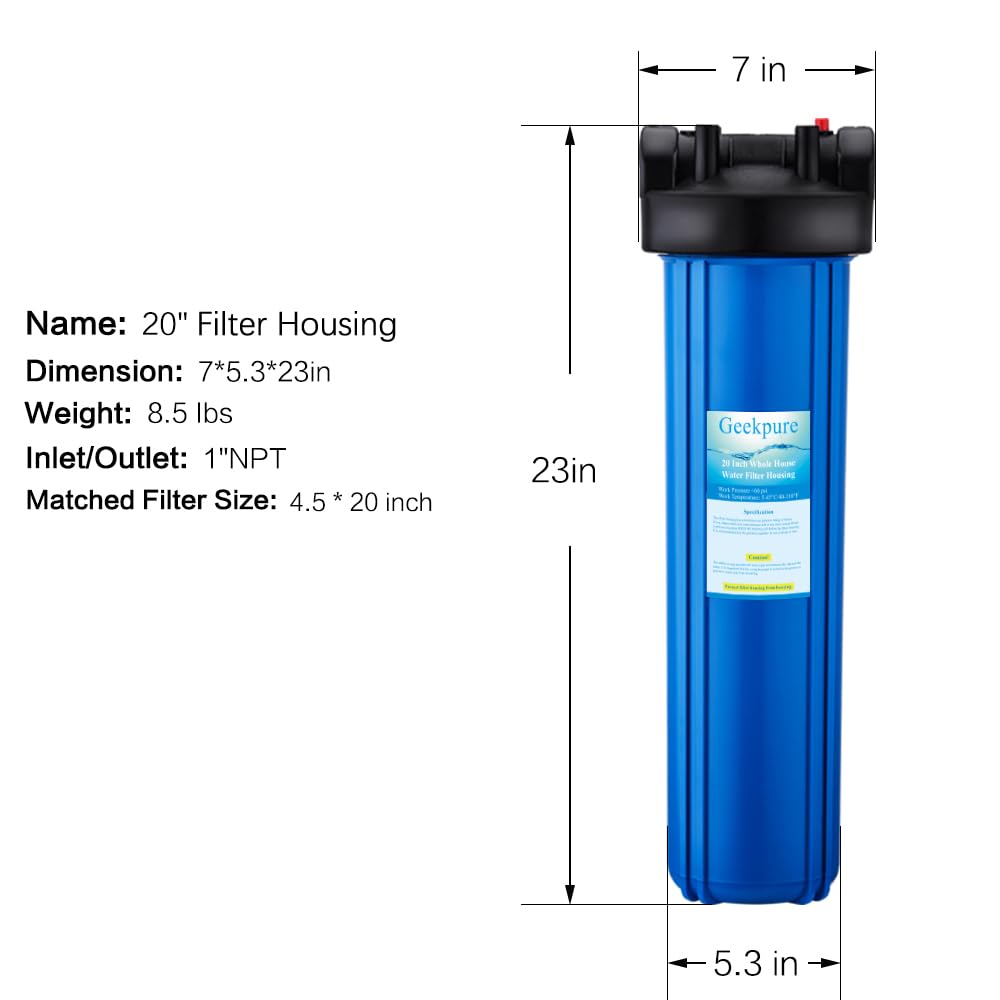 Geekpure 20 Inch Whole House Water Filter Housing - 1