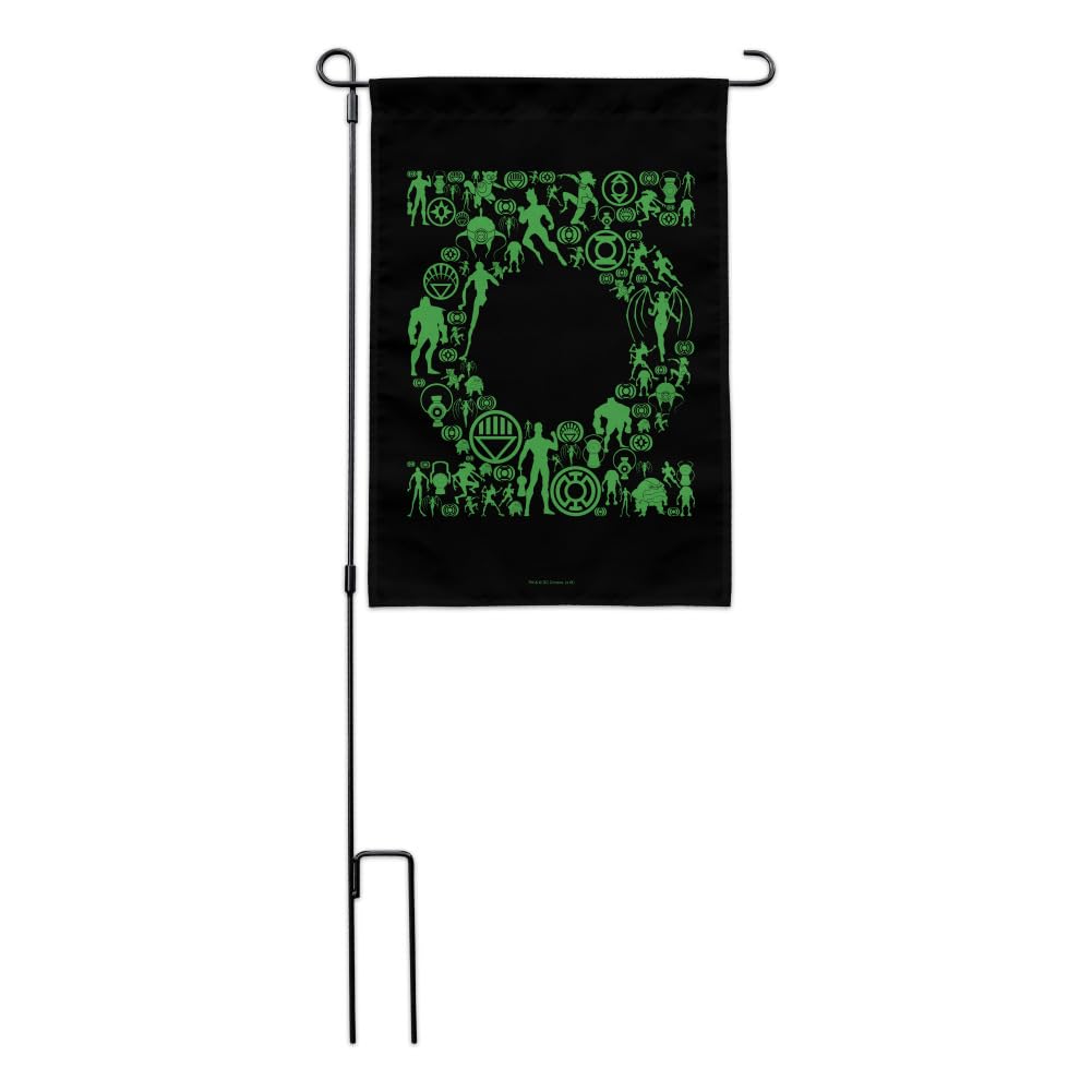 Green Lantern Logo Garden Flag - DC Comics Superhero Outdoor Decorative Banner for Yard, Lawn, and Patio Decor
