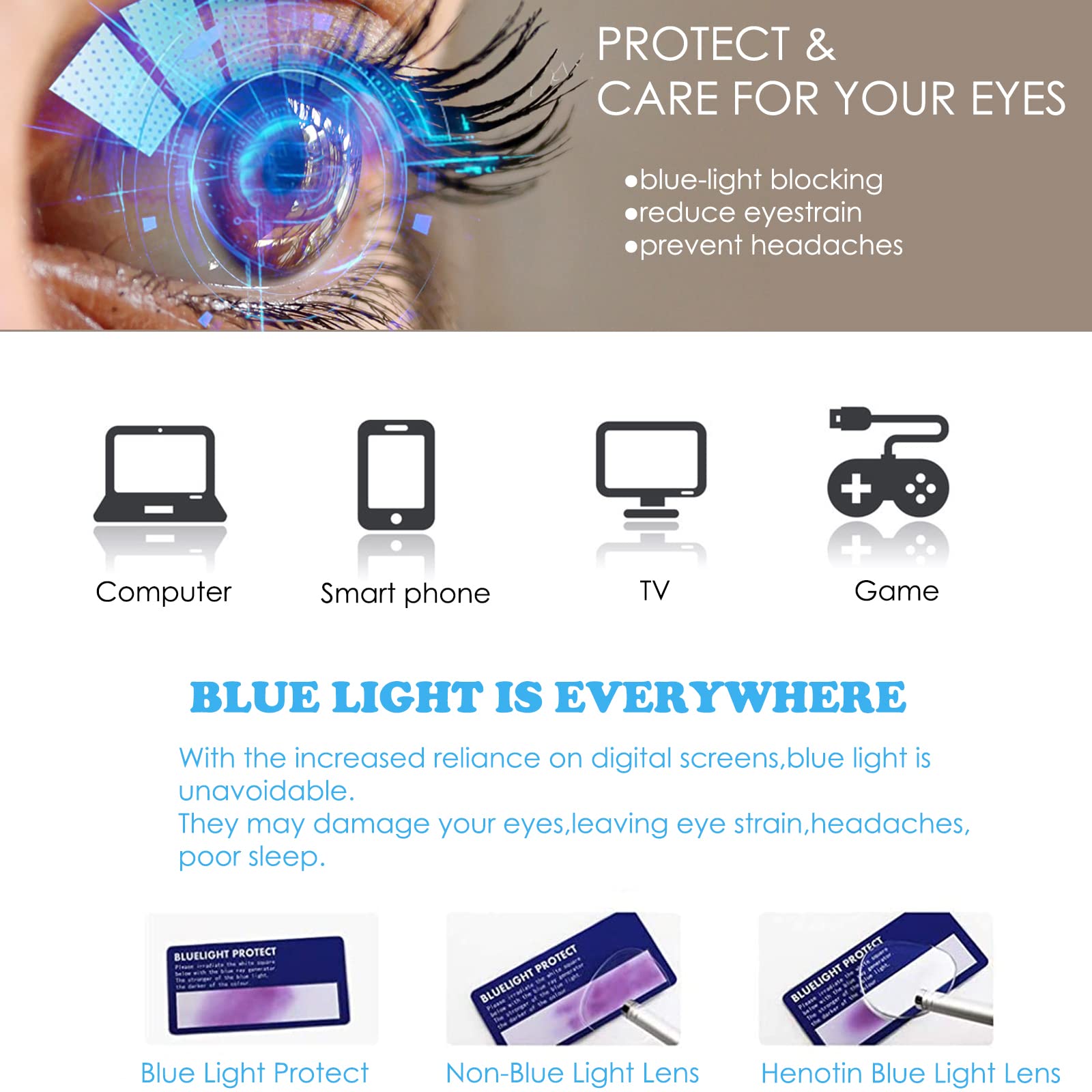 KoKoBin Blue Light Blocking Cat Eye Reading Glasses - 3 Pack Fashion Computer Glasses with Spring Hinge for Women - Perfect for Office Work, Screen Time & Digital Eye Strain Relief