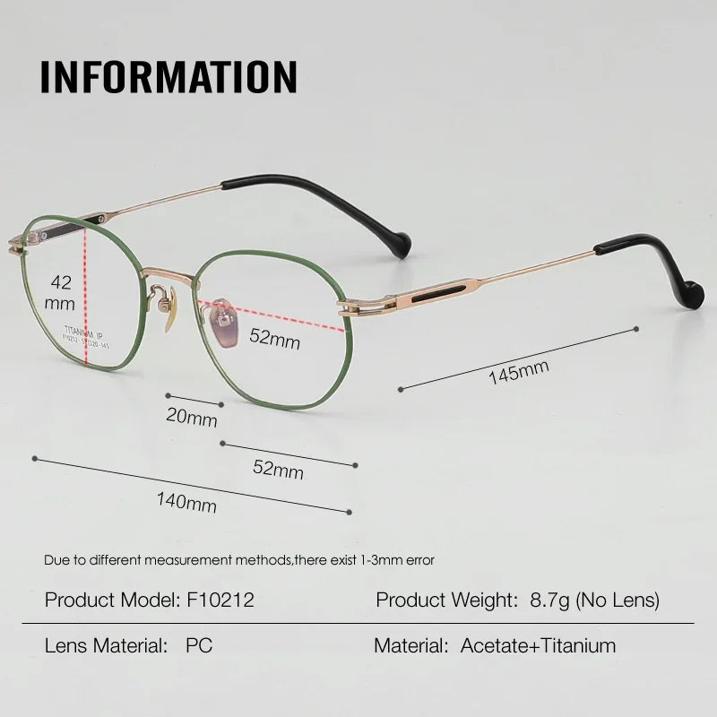 Aror Unisex Full Rim Polygon Square Titanium Eyeglasses 10212 - Lightweight Durable Frame for Men & Women - Perfect for Office, Reading & Fashion Accessories