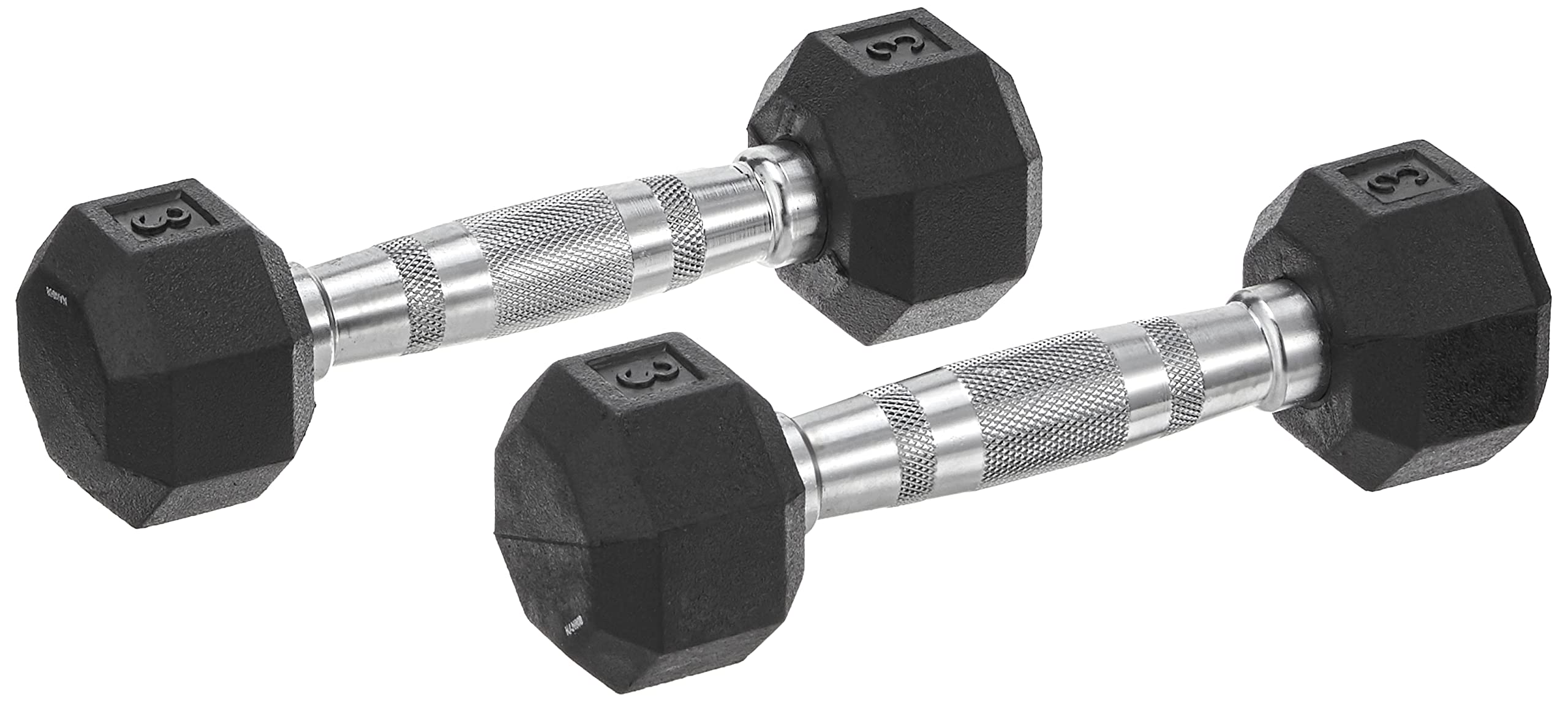 2-Piece Rubber Hex Dumbbell Set with Chrome Handle - Home Gym Equipment for Strength Training & Fitness Workouts - Ideal for Men & Women - Perfect for Weight Lifting, CrossFit, and Home Exercise Routines