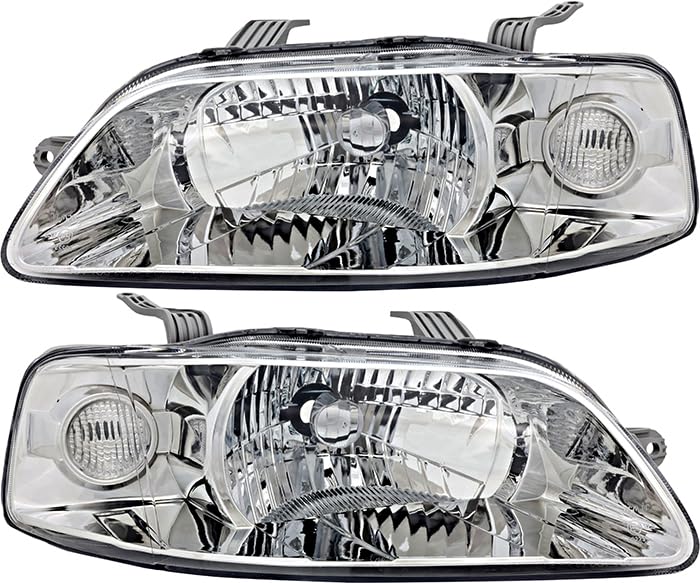Chevrolet Chevy Aveo Headlights Lamps Set - Halogen Replacement for 2004 2005 2006 Models - Driver & Passenger Side - Perfect for Night Driving & Auto Restoration Projects