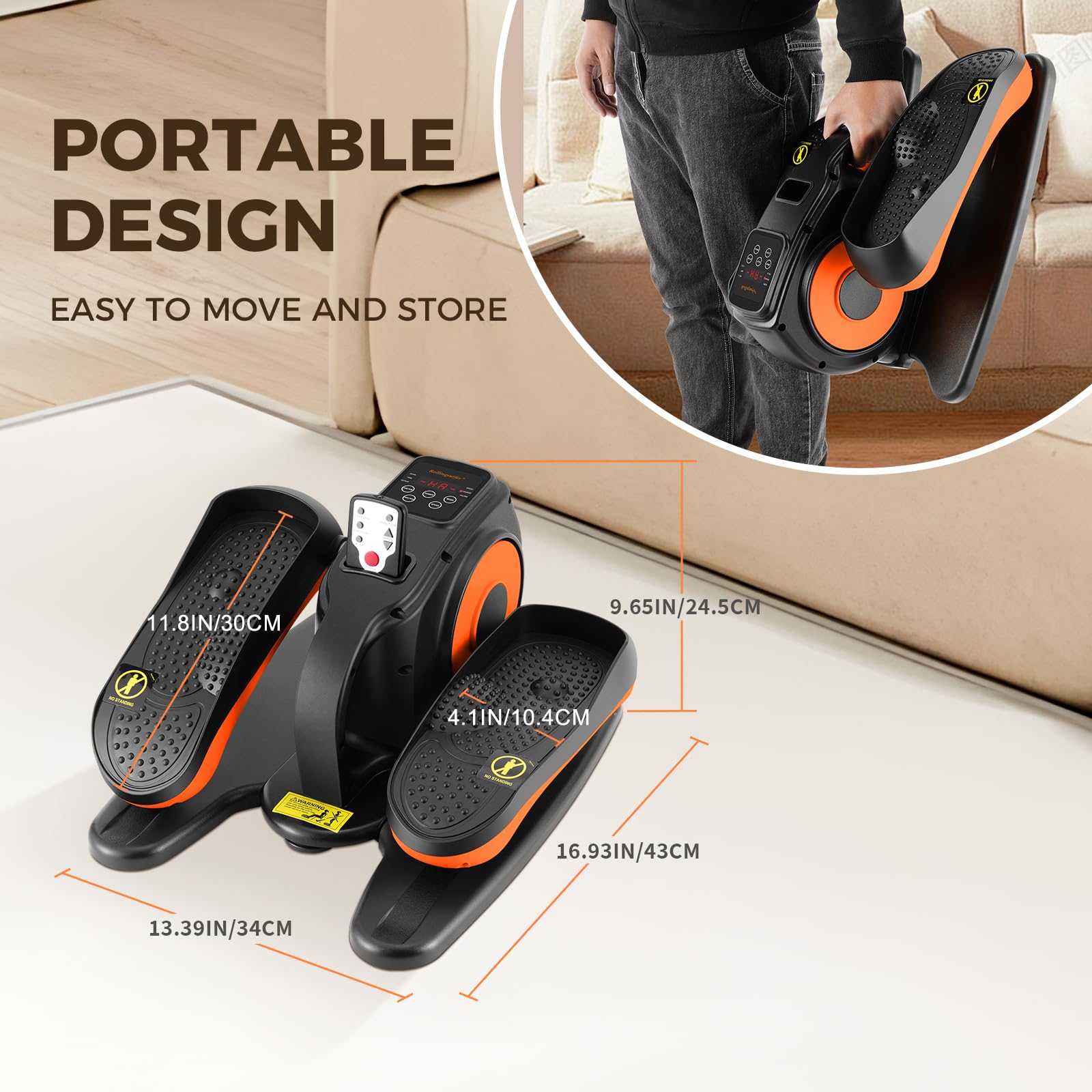 Under Desk Elliptical Machine - Electric Leg Exerciser for Seniors & Adults - Compact Seated Pedal Exerciser with Remote Control - Portable Elliptical Trainer with Non-Slip Pedals - Perfect for Home Office, Physical Therapy & Low-Impact Workouts