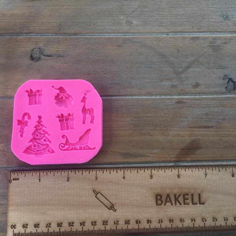 Christmas Themed Silicone Mold Set - Sleigh, Presents, Candy Cane & Santa Claus | Bakell | Perfect for Holiday Baking, DIY Candy Making & Christmas Party Decorations