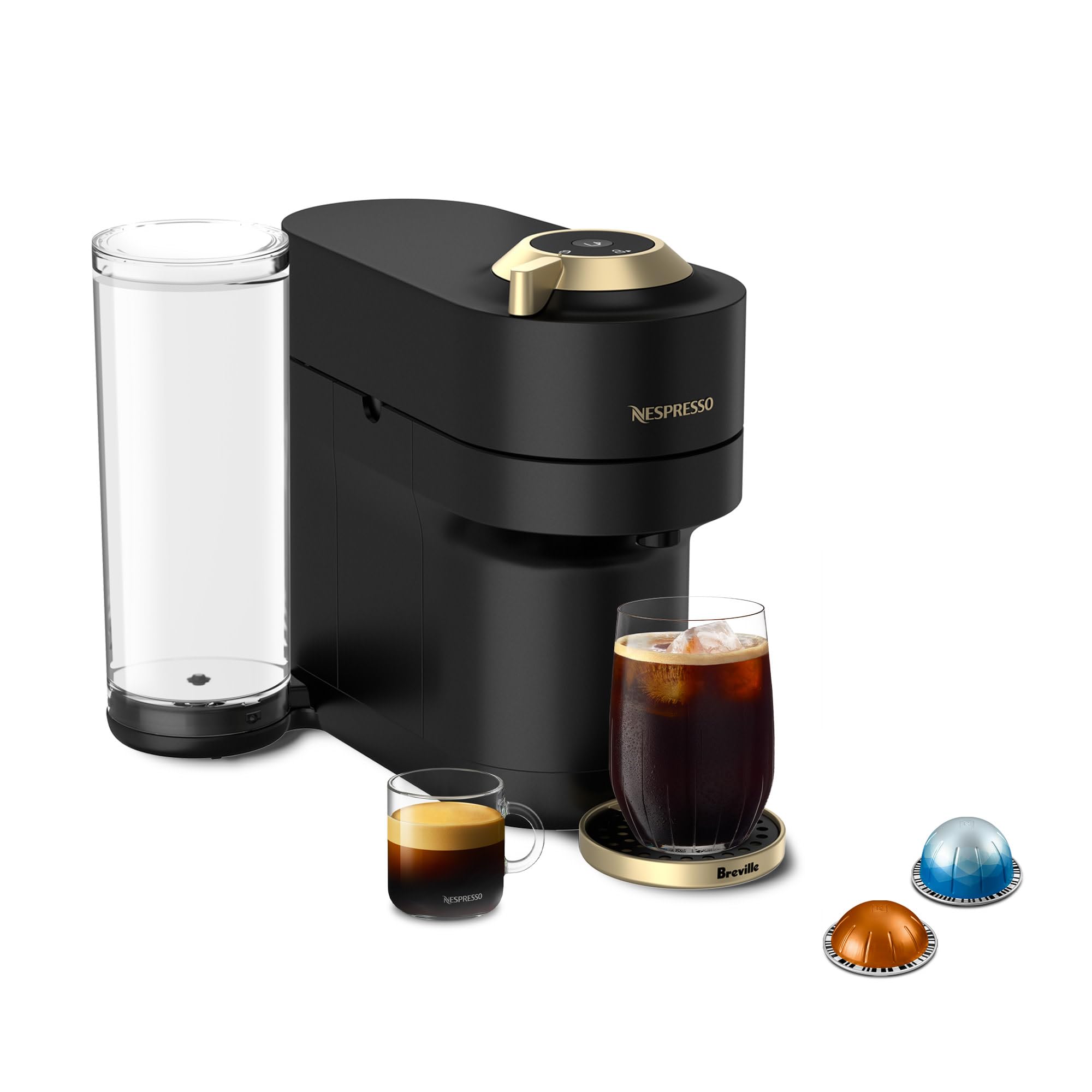 Nespresso Vertuo Pop+ Coffee and Espresso Machine by Breville - Matte Black Gold Limited Edition | Perfect for Home, Office & Small Spaces