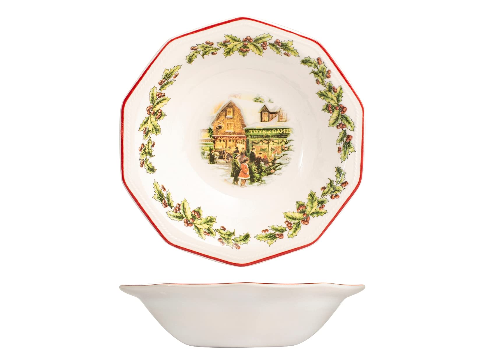 Churchill 842474 Holly Toys 18-Piece Earthware Tableware Set, White - Perfect for Christmas Dinner, Holiday Parties & Festive Gatherings