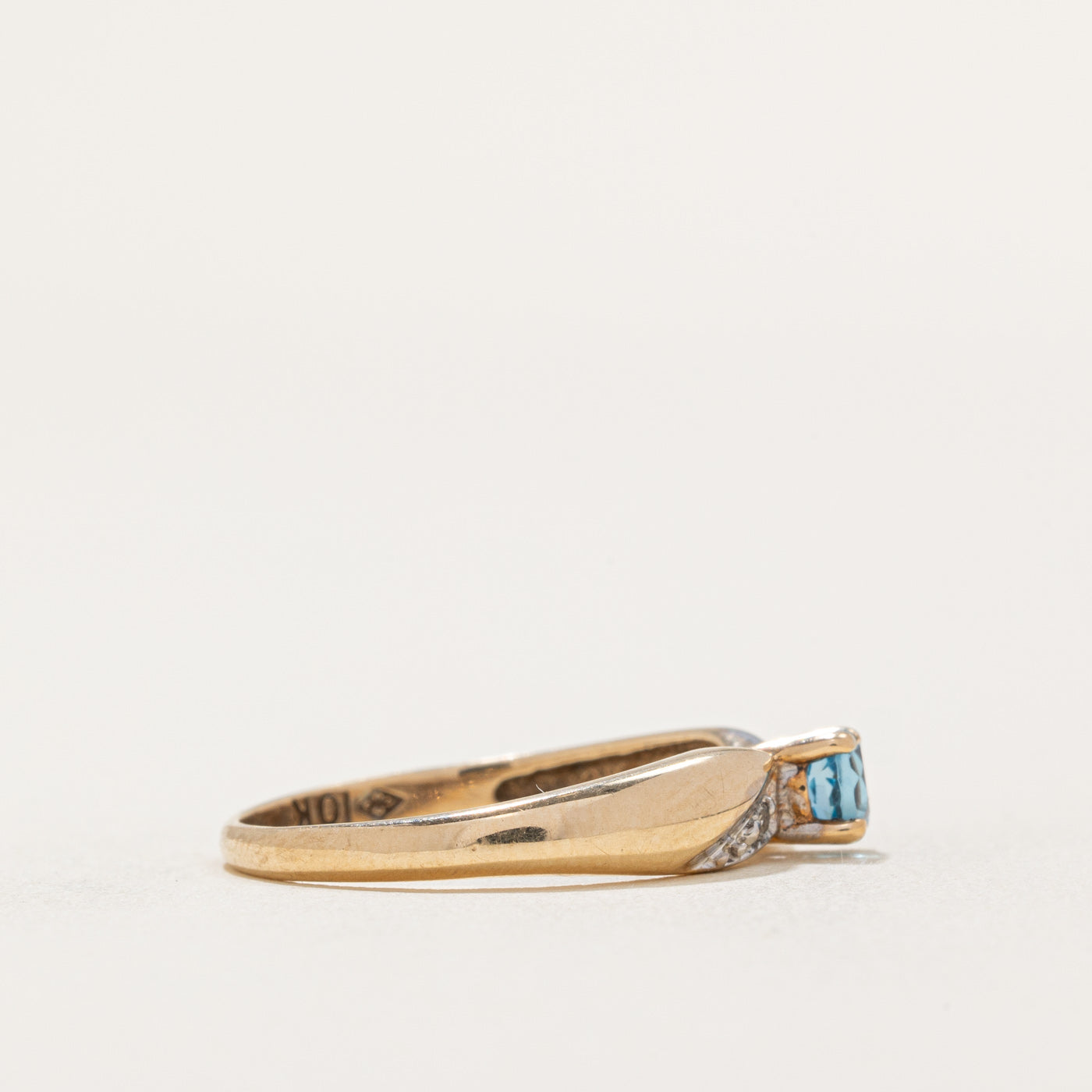 Exquisite 0.25ct Topaz & 0.01ct Diamond Reverse Tapered Ring - Size 6.25 | Elegant Stackable Jewelry for Women | Perfect for Weddings, Anniversaries & Special Occasions