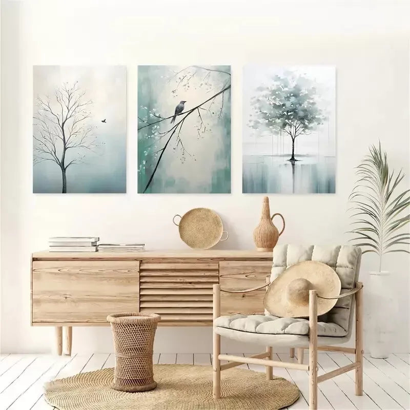 3-Piece Modern Blue Nature Wall Art Set - Framed Canvas 50x70cm - High Quality Print - 100% Australian Made - Ready to Hang - Perfect for Living Room, Bedroom & Office Decor