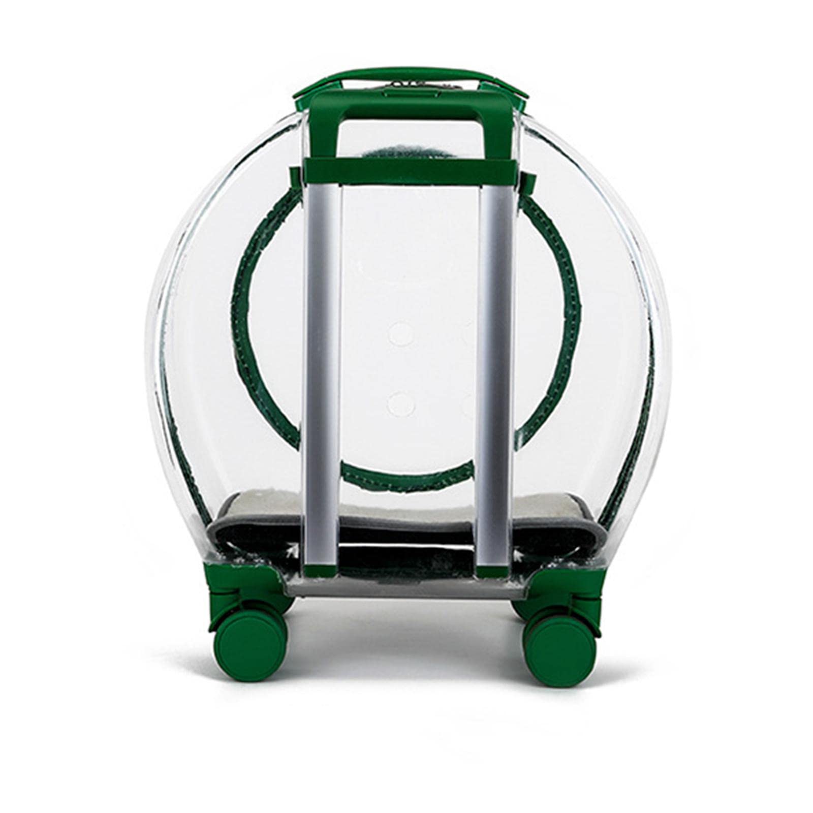 Enakshi Clear Rolling Pet Carrier for Cats & Dogs - Travel Tote with Wheels, Hiking Trolley Case in Green | Portable Pet Supplies for Airplane, Car, Vet Visits & Outdoor Adventures
