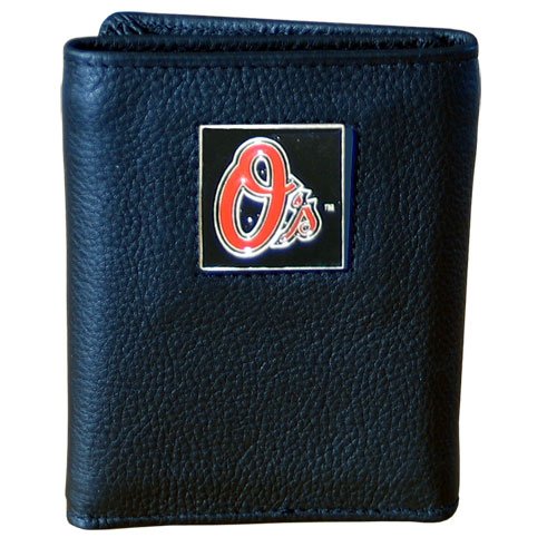 Siskiyou Sports Genuine Leather MLB Tri-Fold Wallet for Men - Compact & Durable Baseball Fan Gift for Everyday Use, Travel, and Game Day
