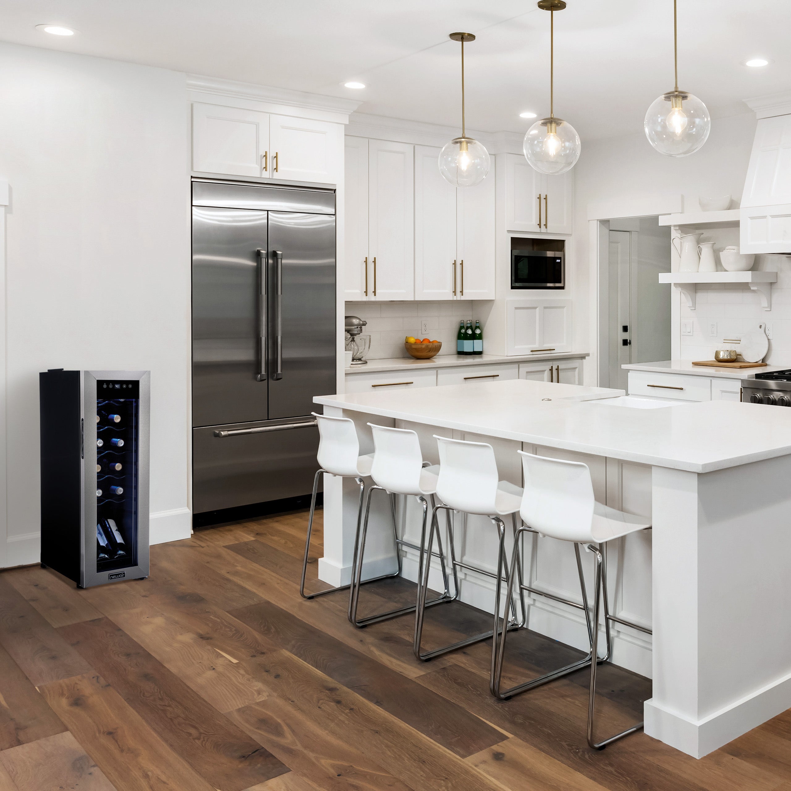 Newair® 12 Bottle 9.9 Cu. Ft. Stainless Steel Freestanding Wine Cooler Refrigerator - Perfect for Home Bars, Restaurants, and Wine Cellars