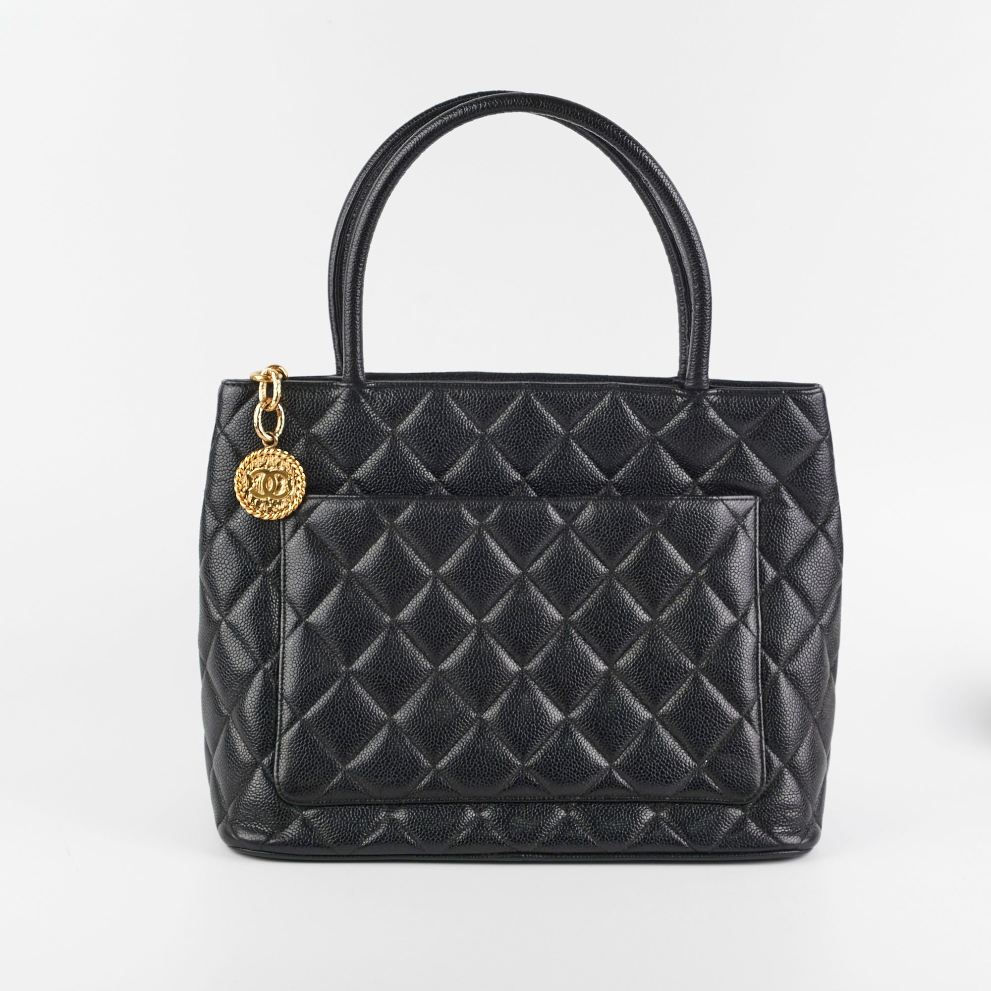 Chanel Mademoiselle Black Caviar Leather Tote Bag for Women - Luxury Designer Handbag for Work, Travel & Everyday Use