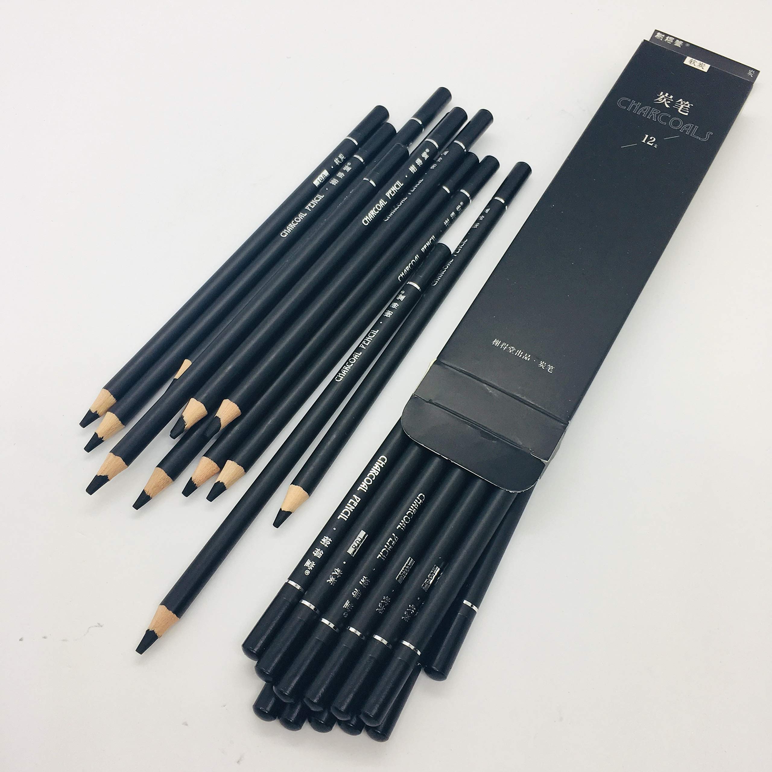 24-Piece Drawing Charcoal Pencils Set for Sketching & Shading - Perfect for Artists & Beginners